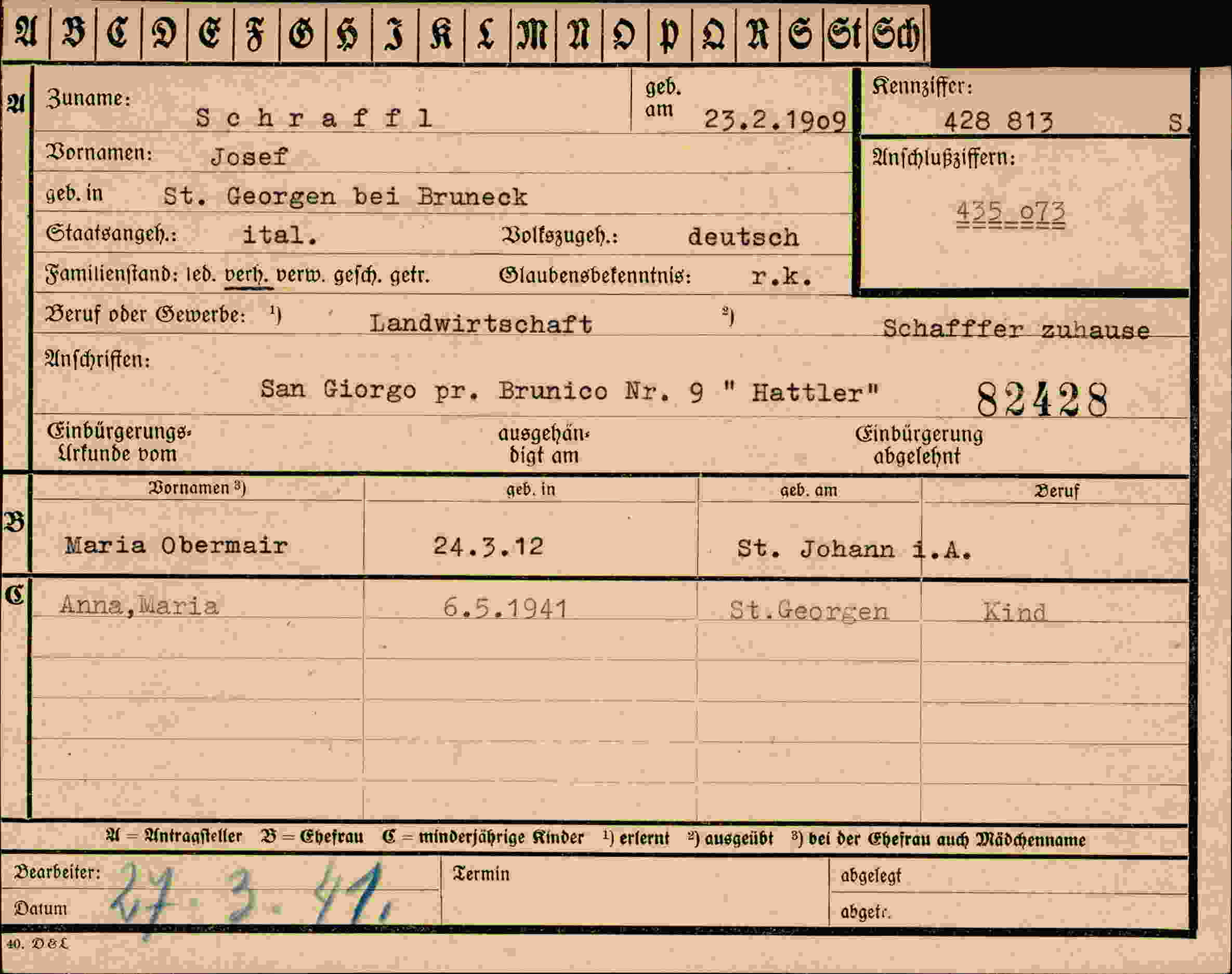 Vorderseite des Dokuments