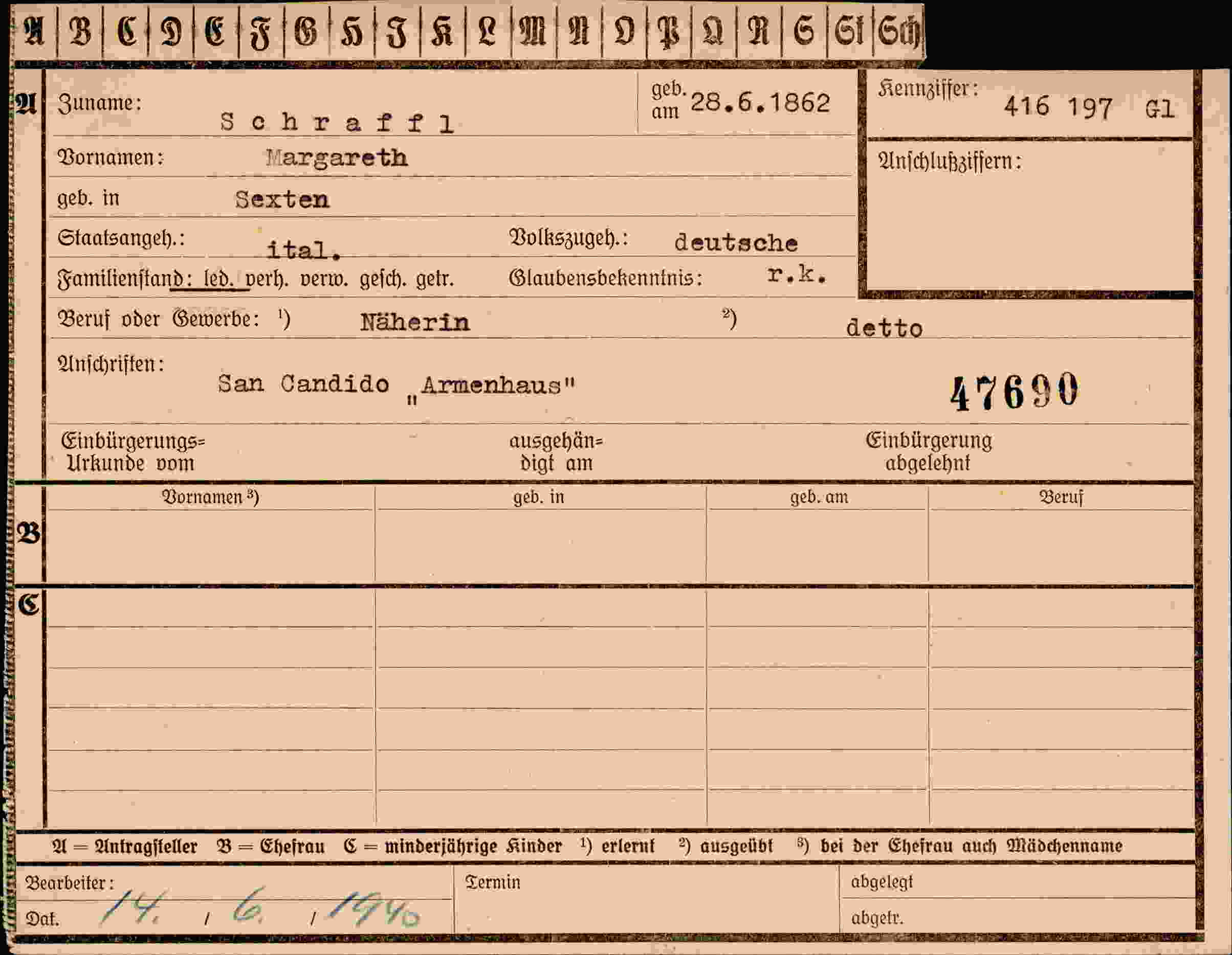 Dokument für Margareth Schraffl