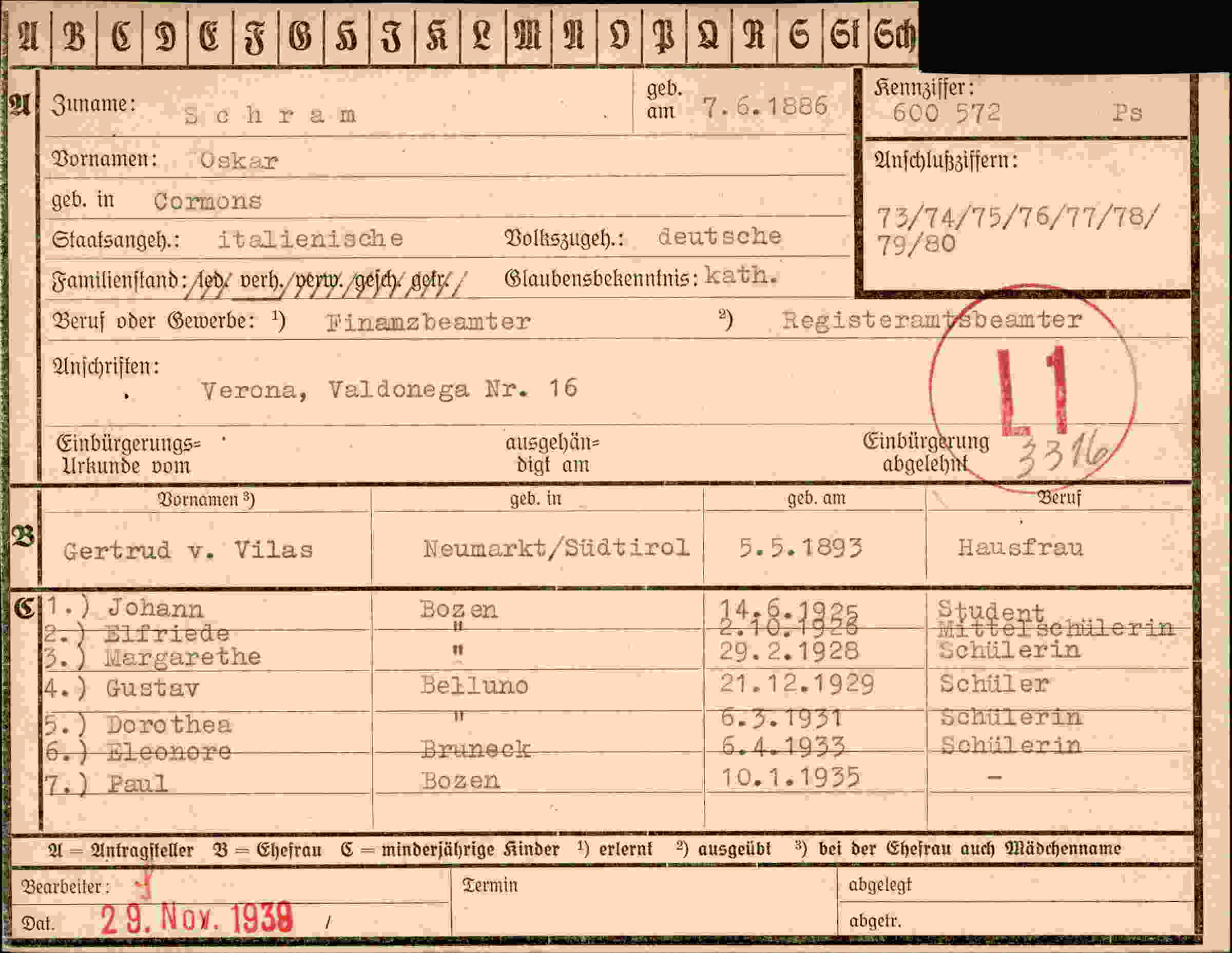 Dokument für Oskar Schram