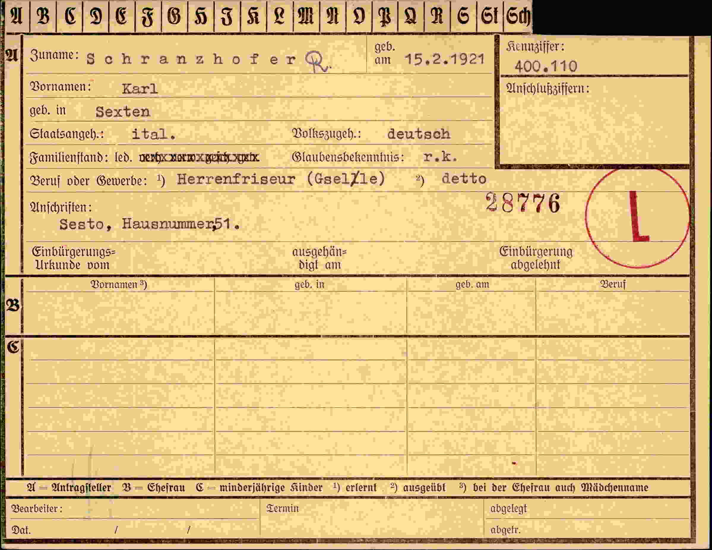 Vorderseite des Dokuments