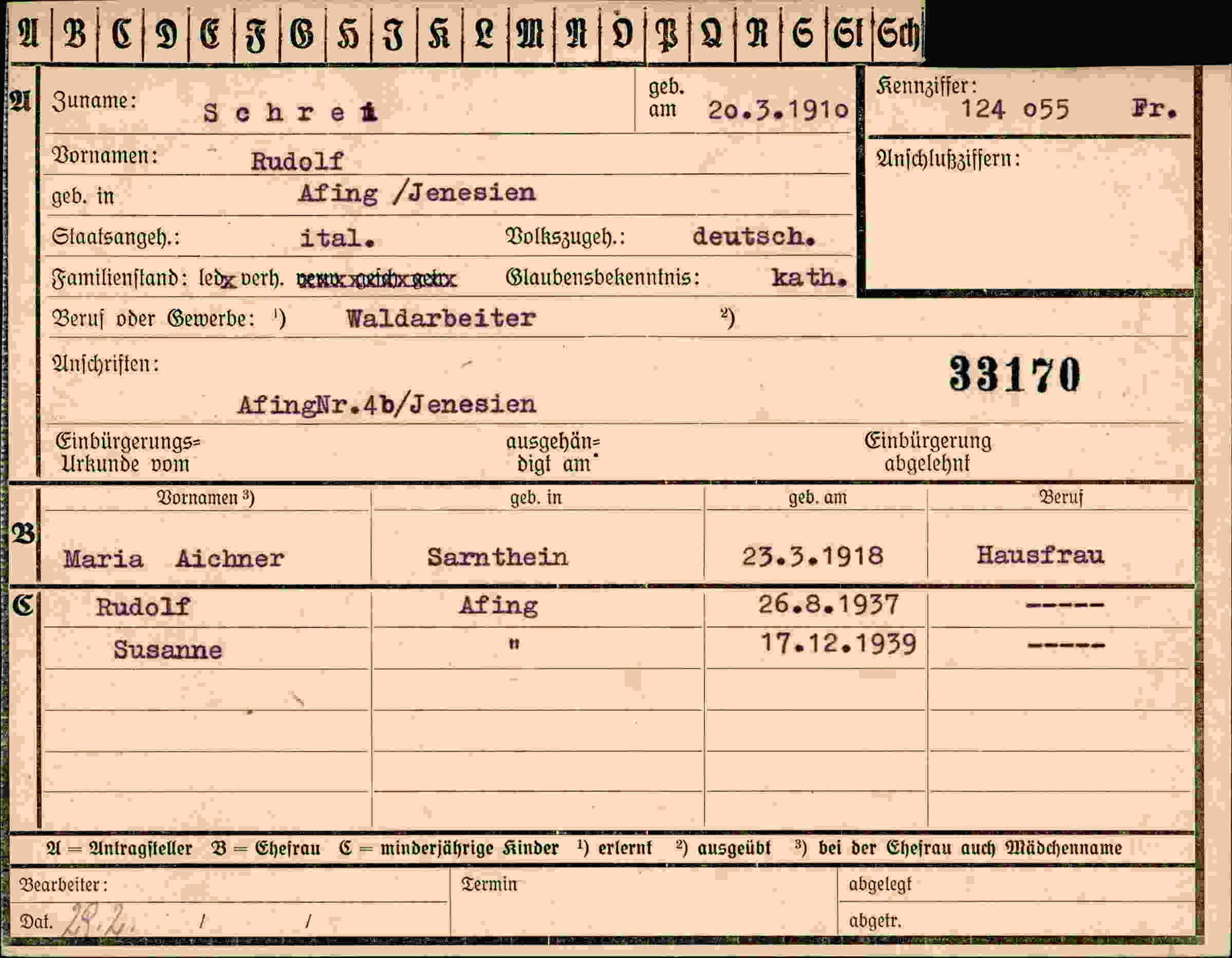 Vorderseite des Dokuments