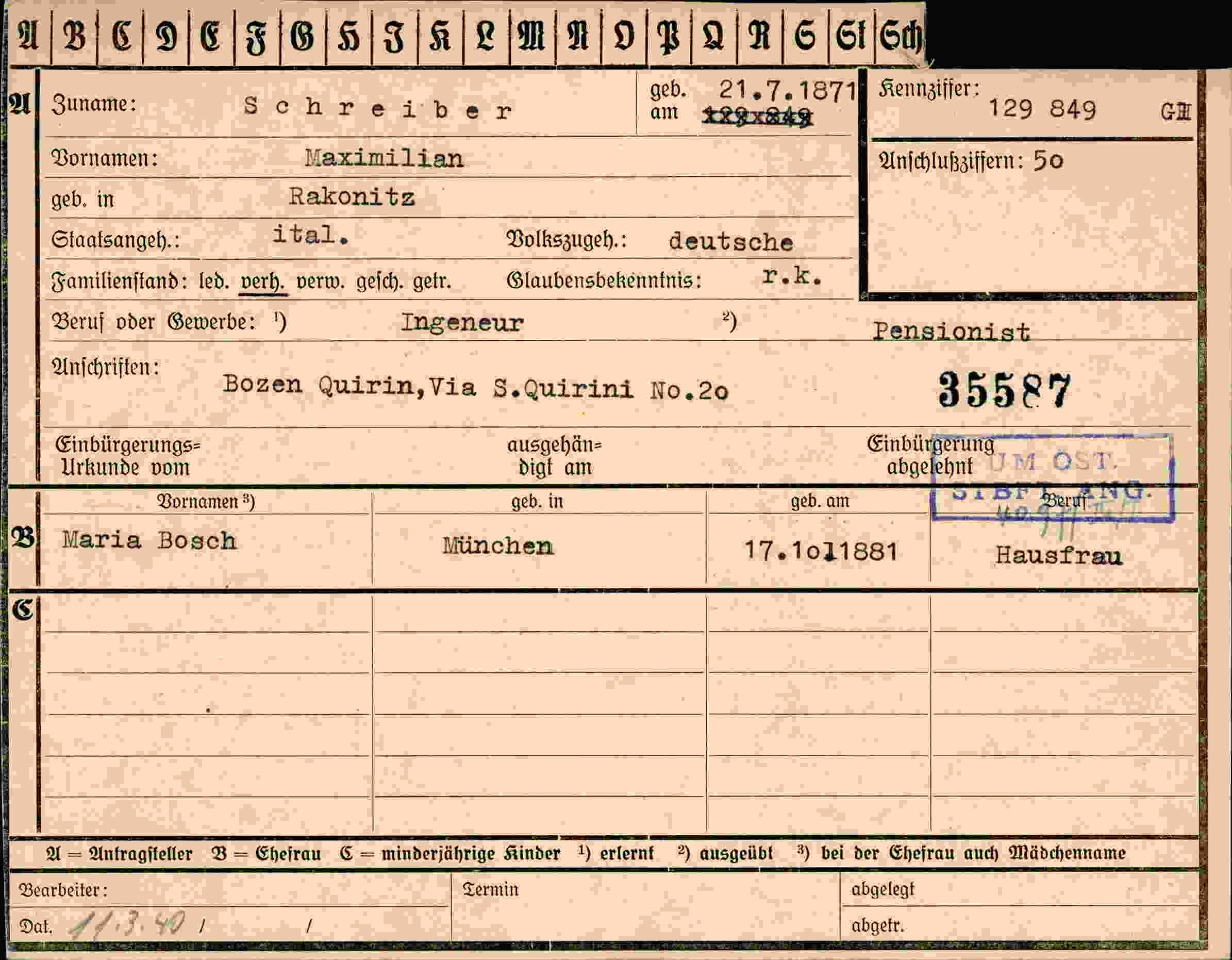 Dokument für Maximilian Schreiber