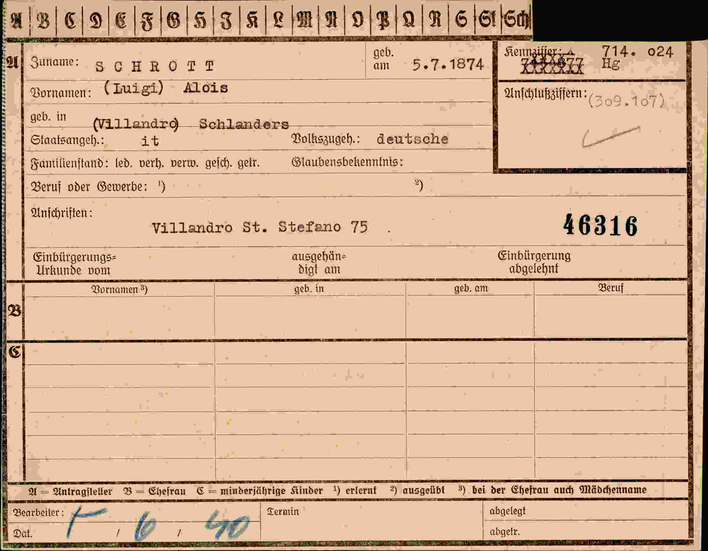 Dokument für Alois Schrott