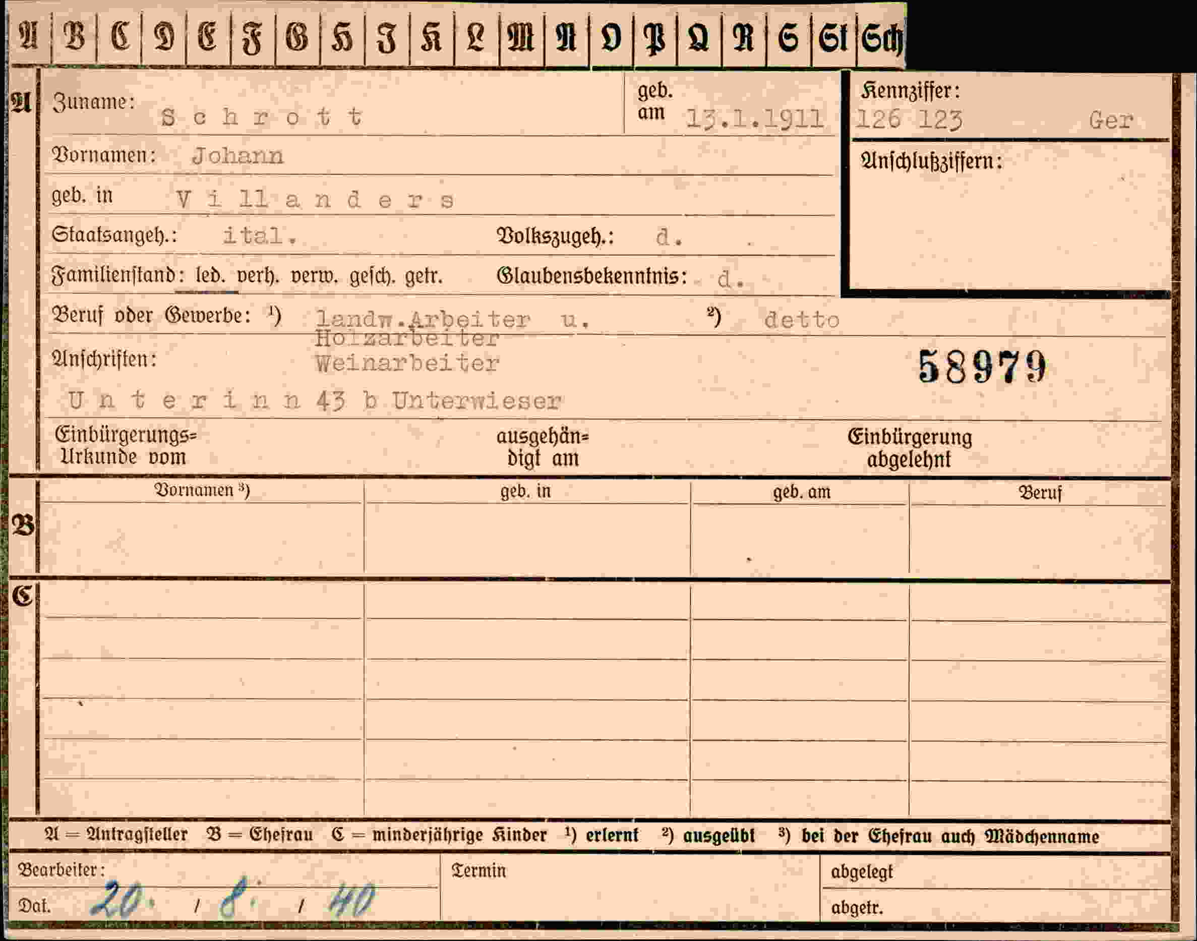 Dokument für Johann Schrott