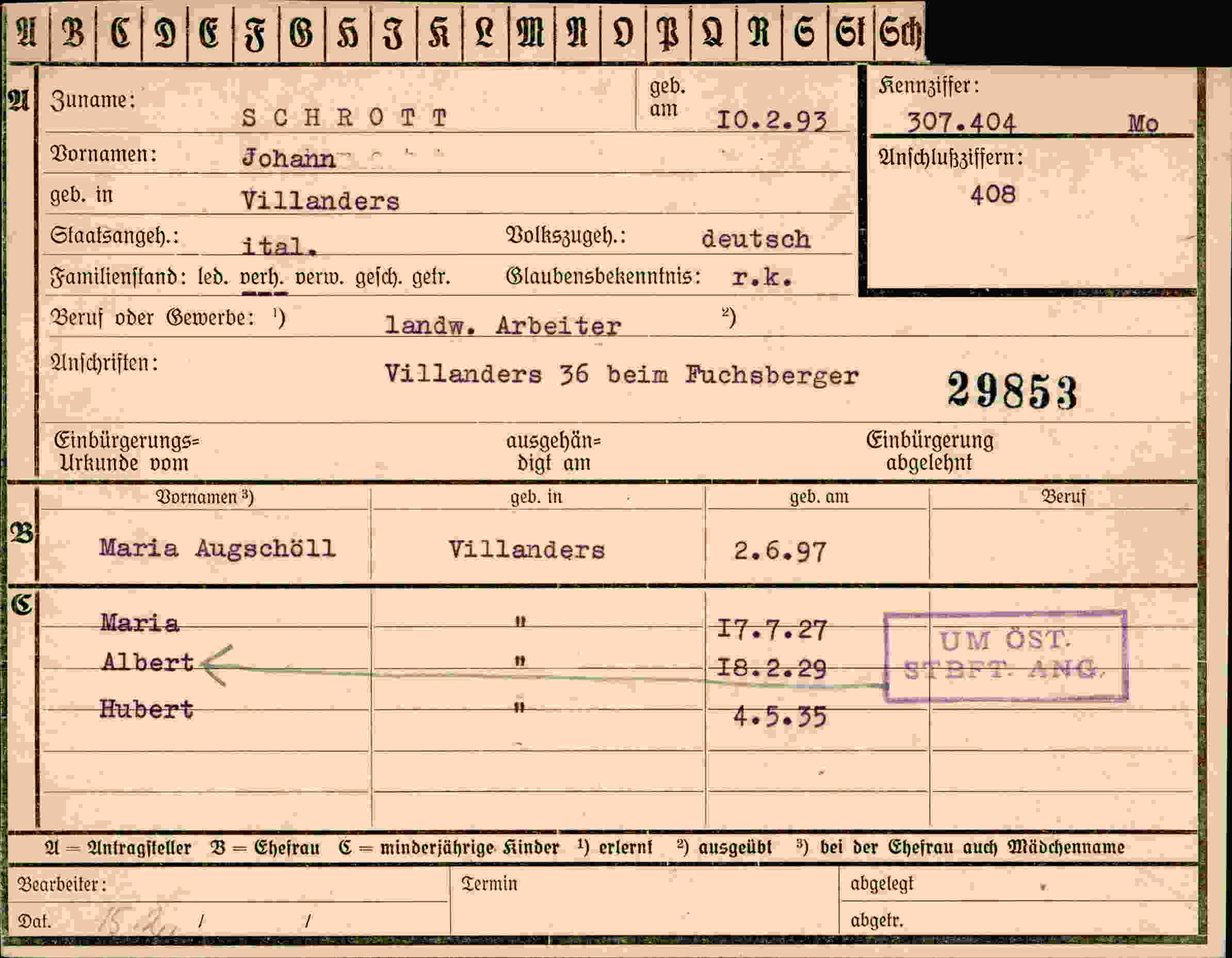 Dokument für Johann Schrott