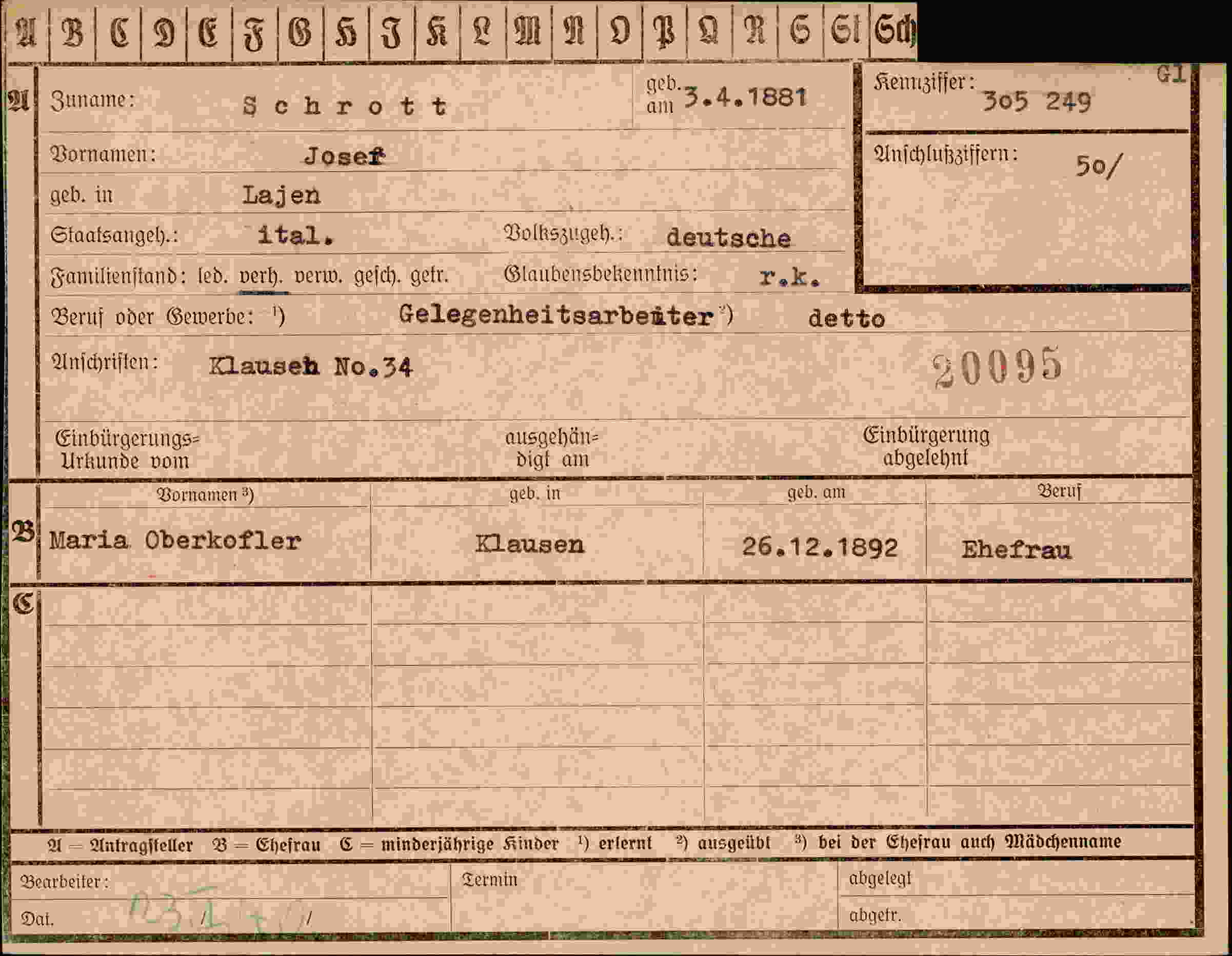 Vorderseite des Dokuments
