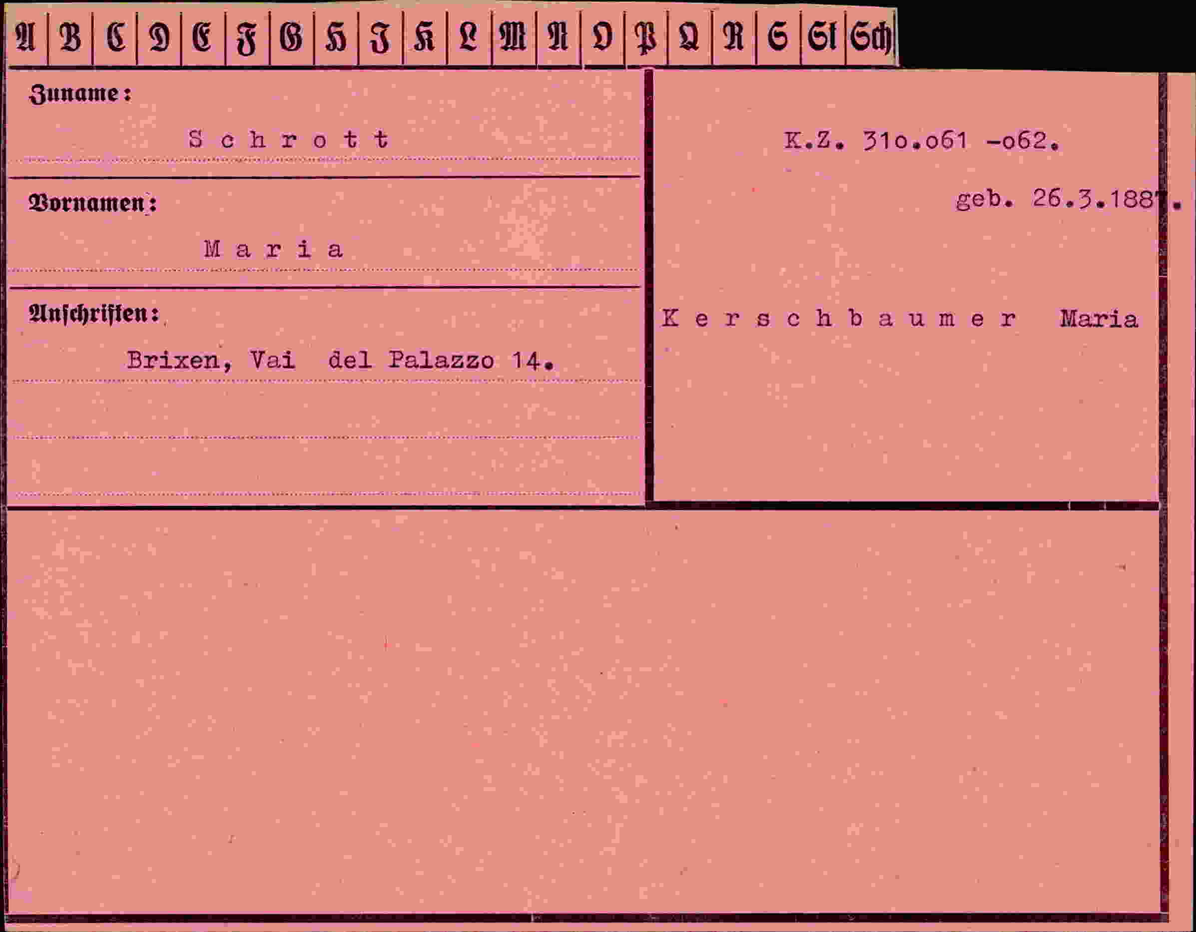 Vorderseite des Dokuments