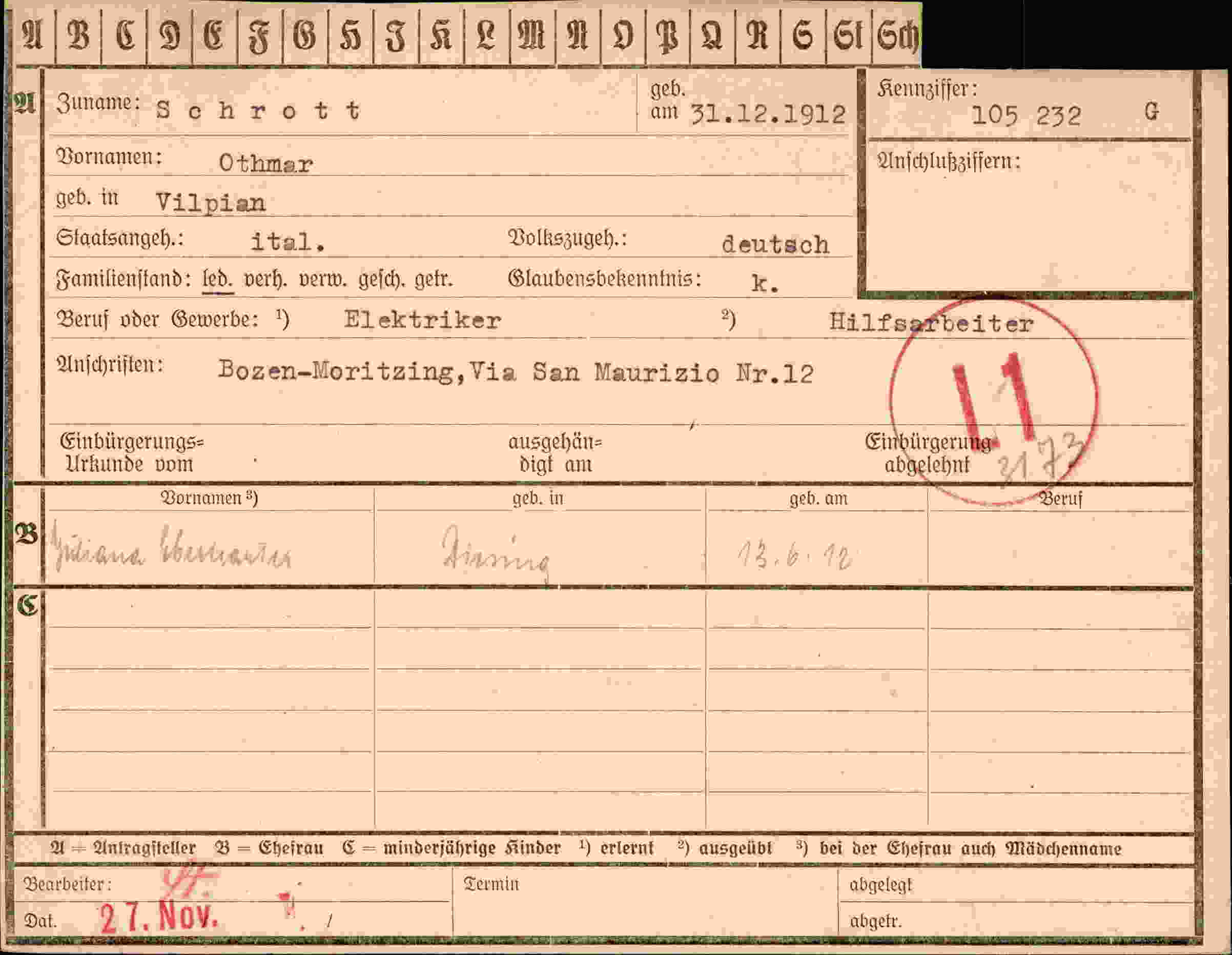 Dokument für Othmar Schrott