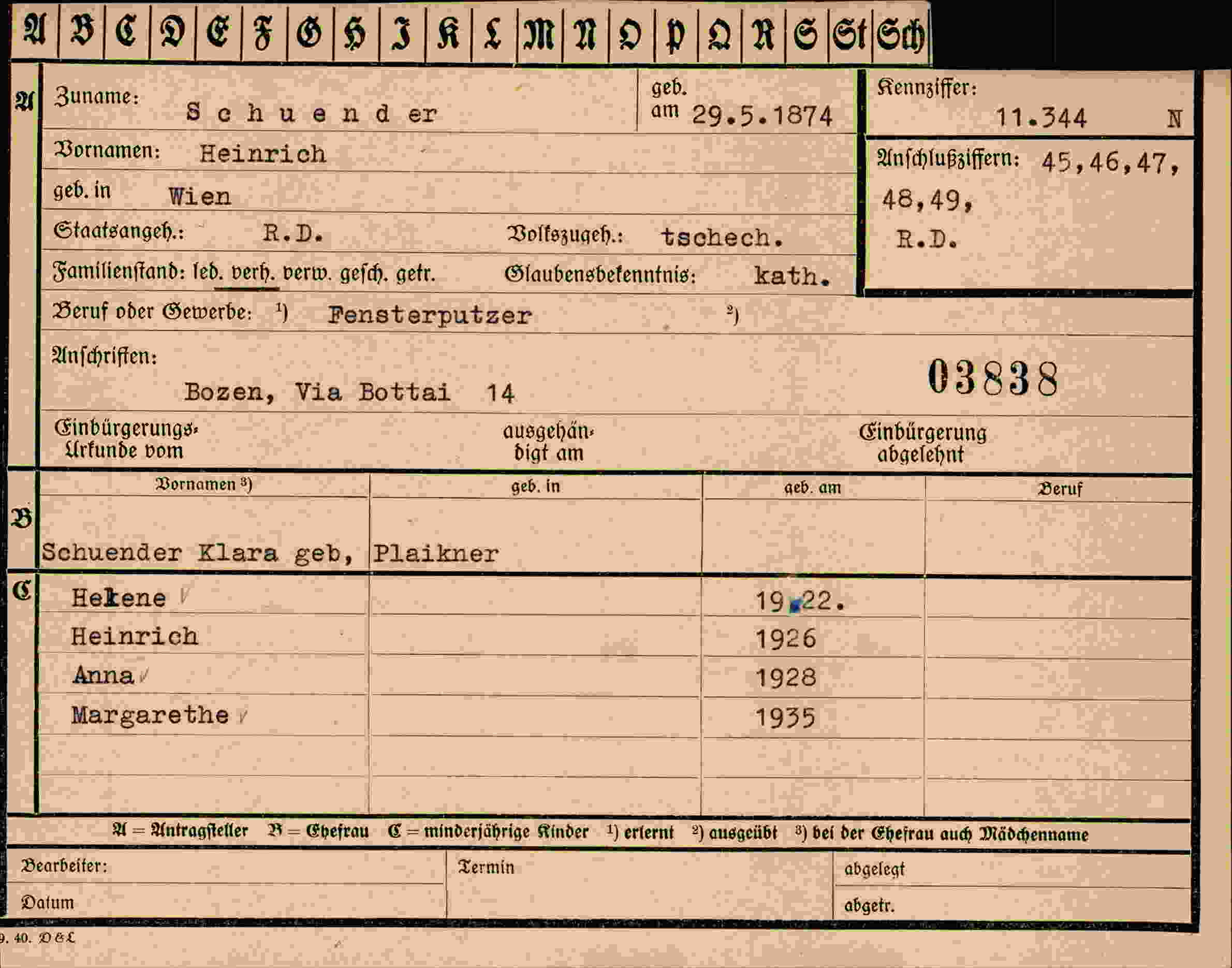 Dokument für Heinrich Schuender