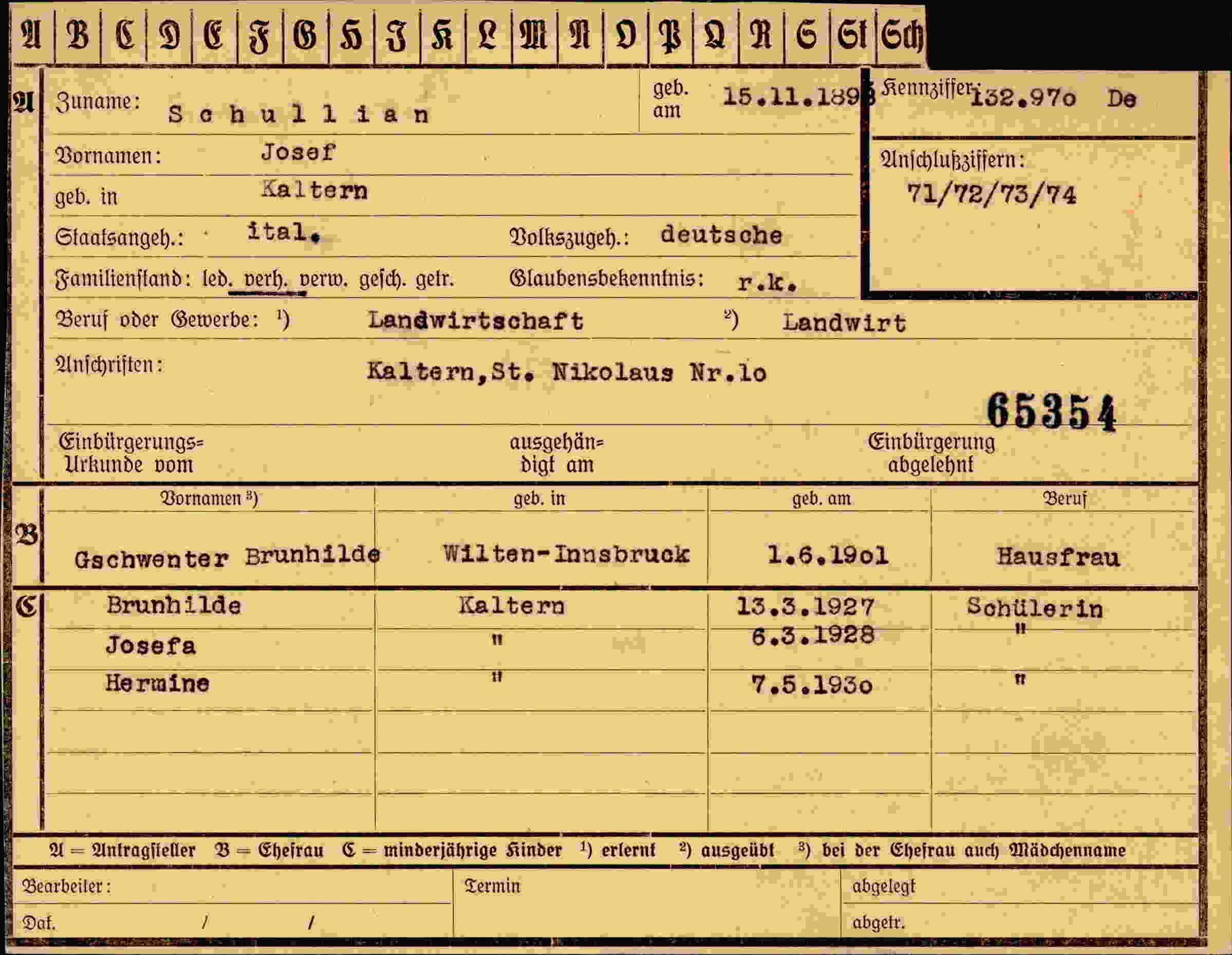 Vorderseite des Dokuments