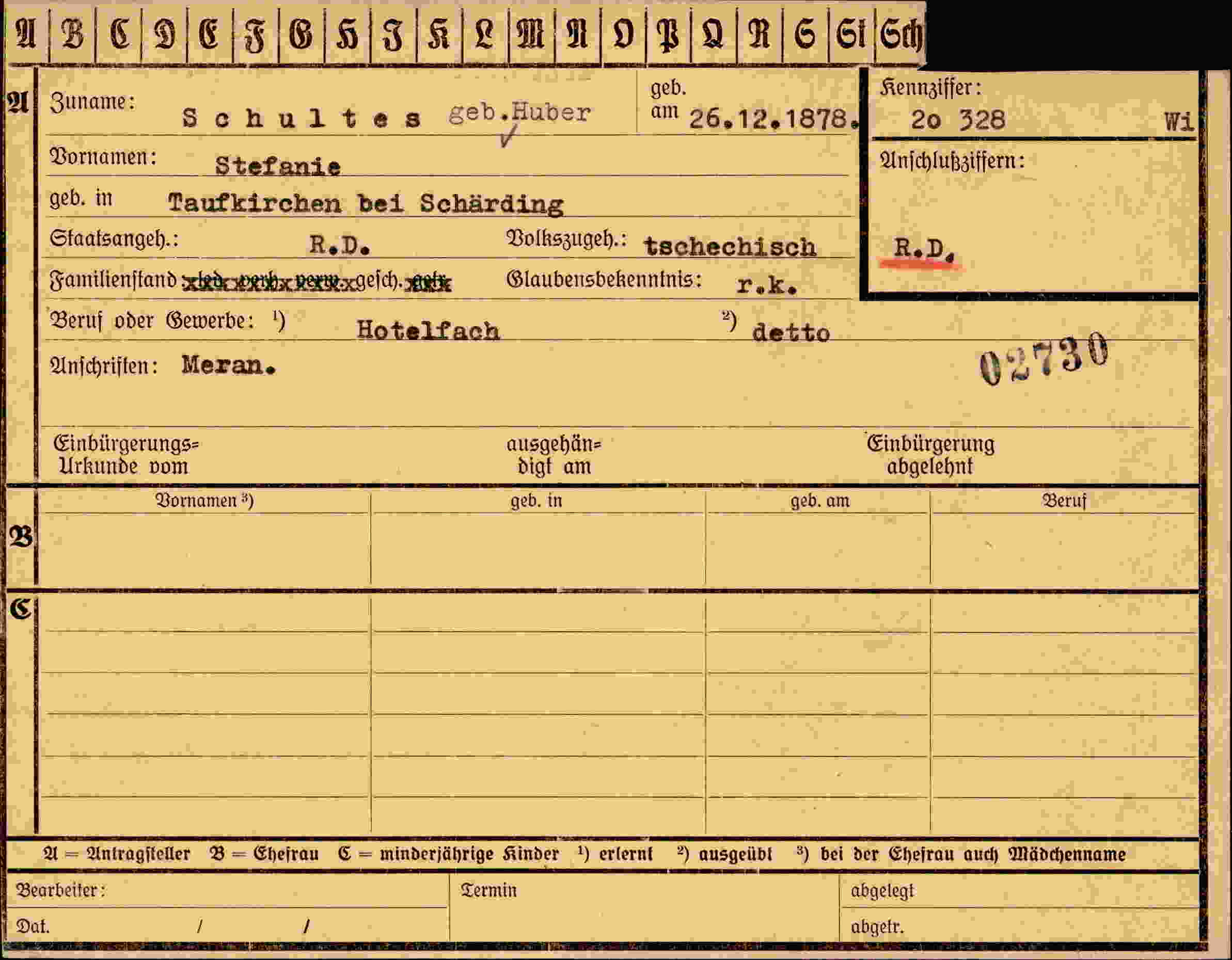 Vorderseite des Dokuments