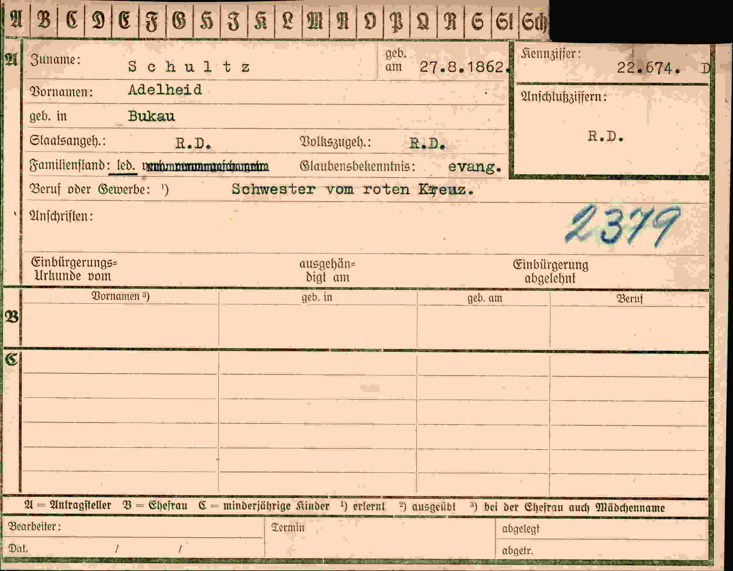 Dokument für Adelheid Schultz