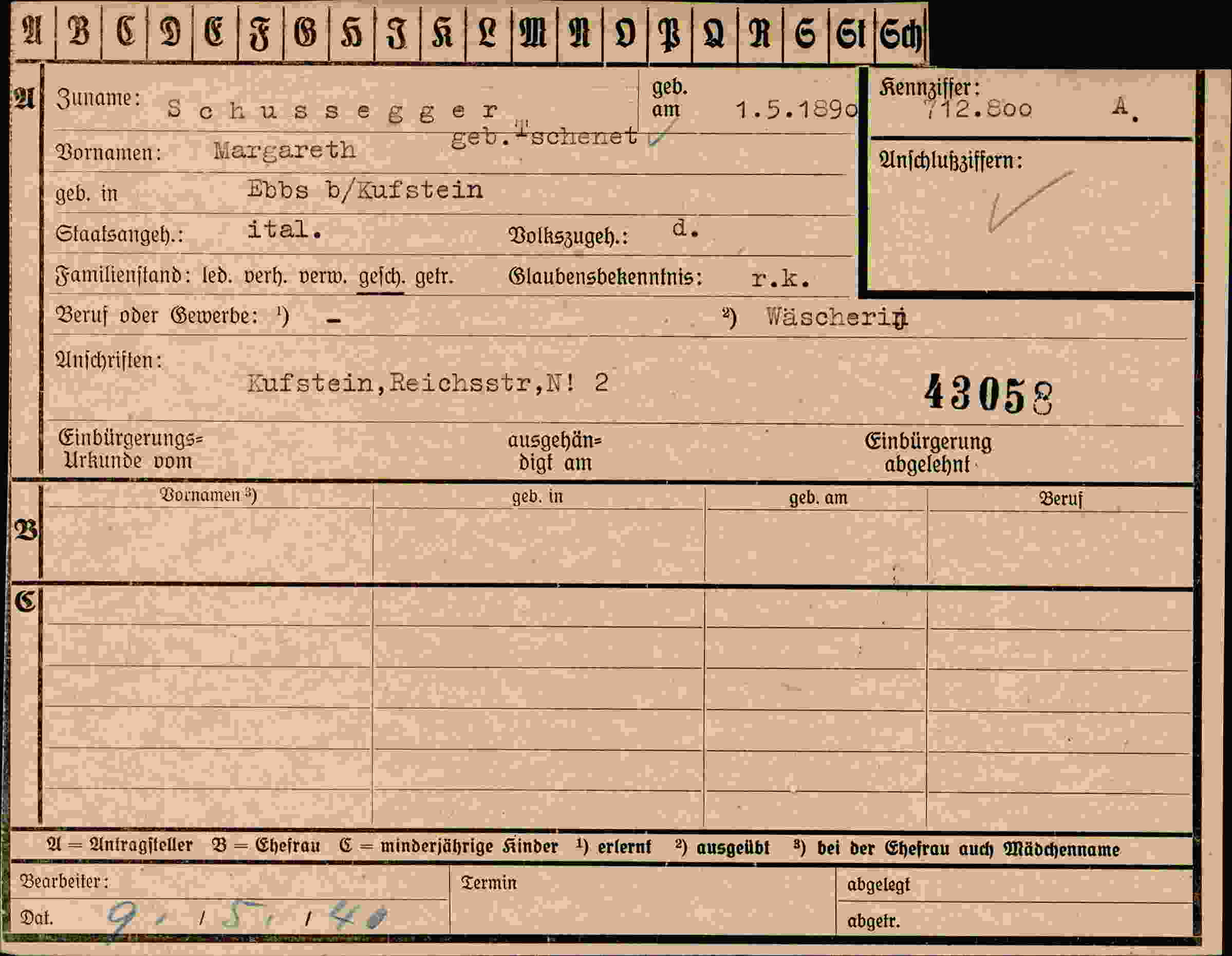 Dokument für Margareth Schussegger