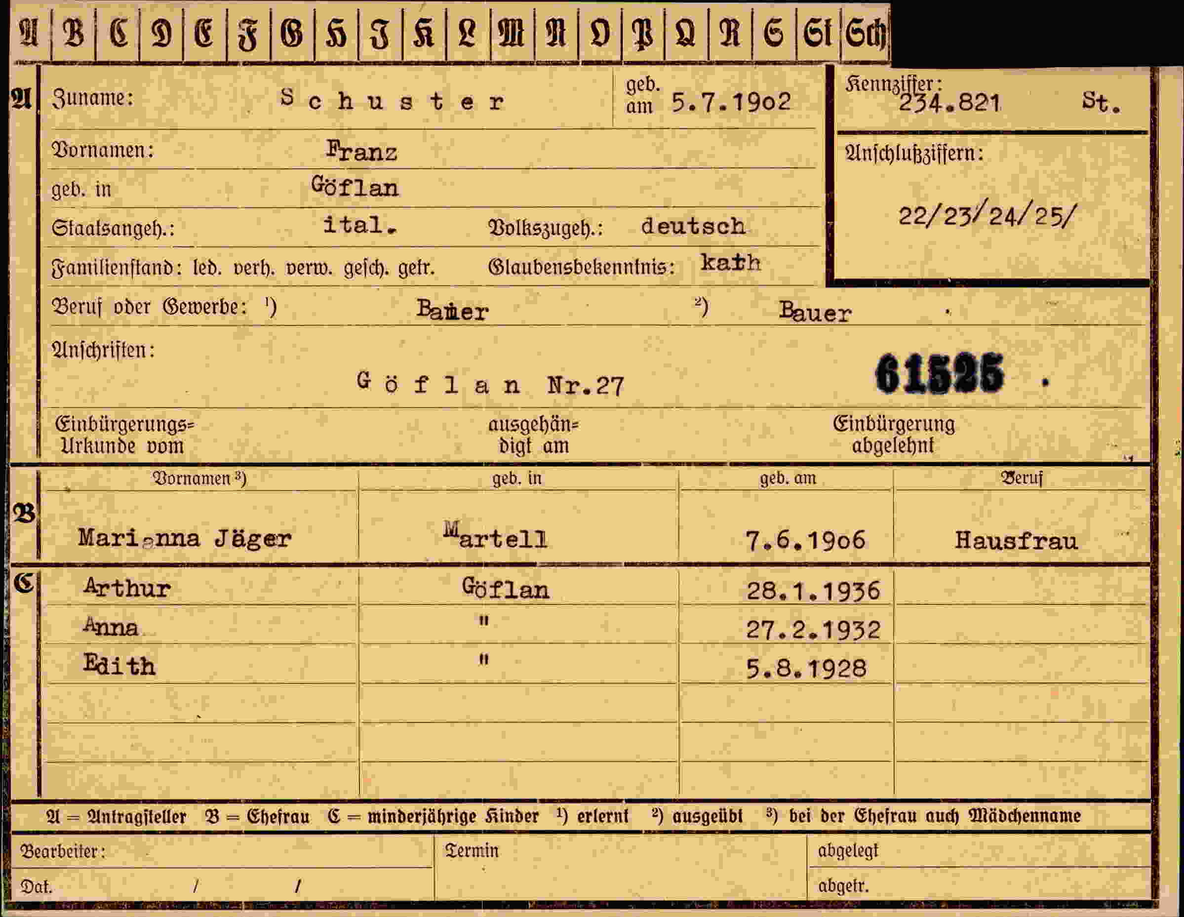 Dokument für Franz Schuster
