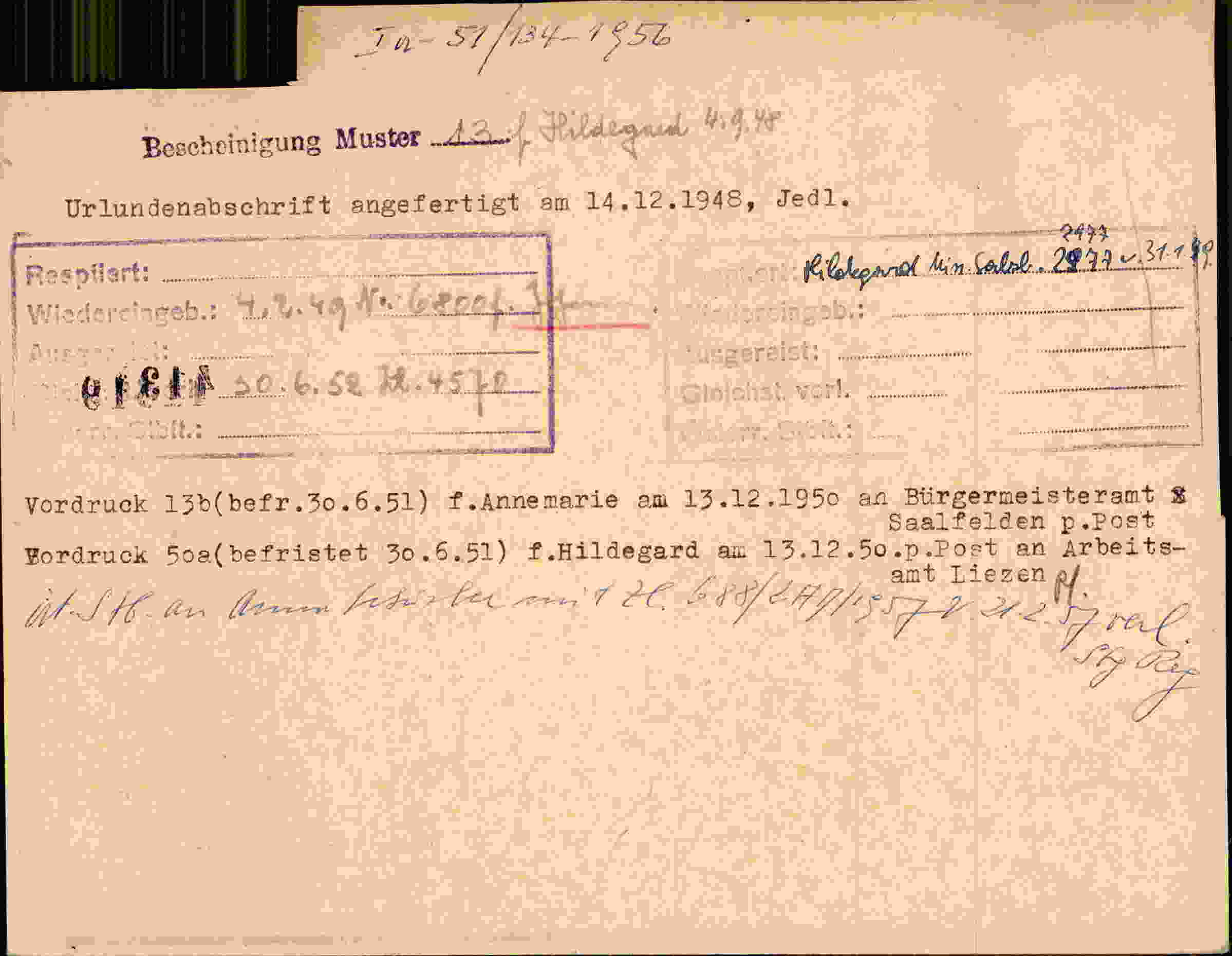 Rückseite des Dokuments