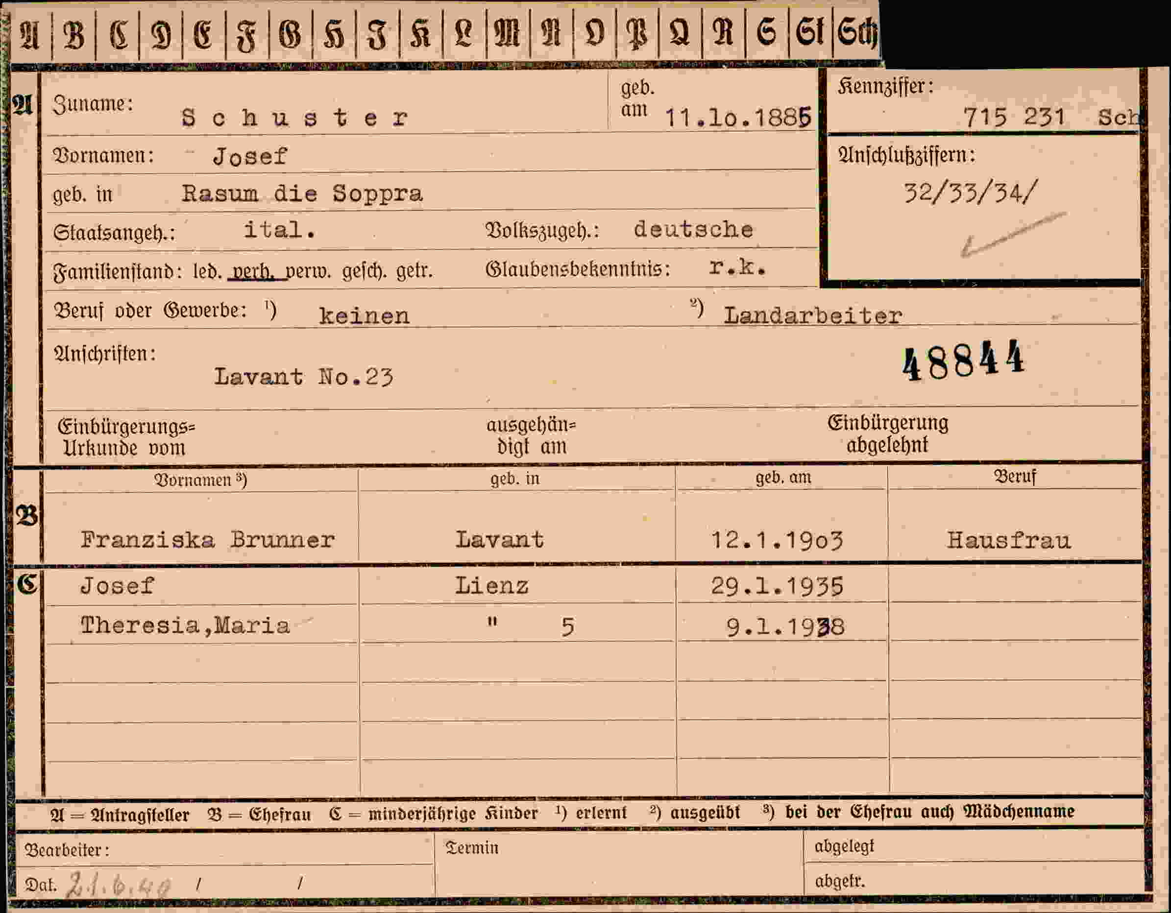 Dokument für Josef Schuster