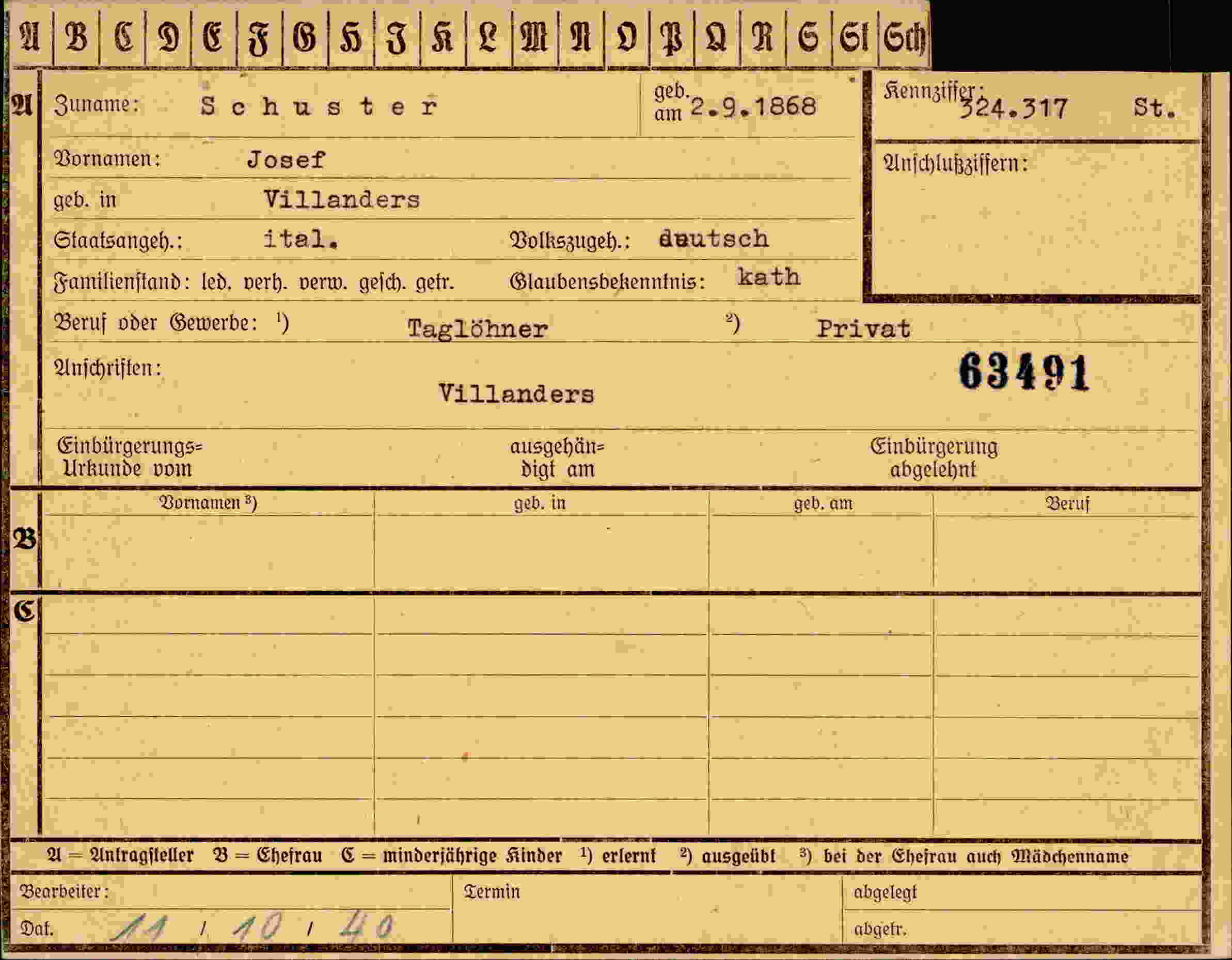 Vorderseite des Dokuments