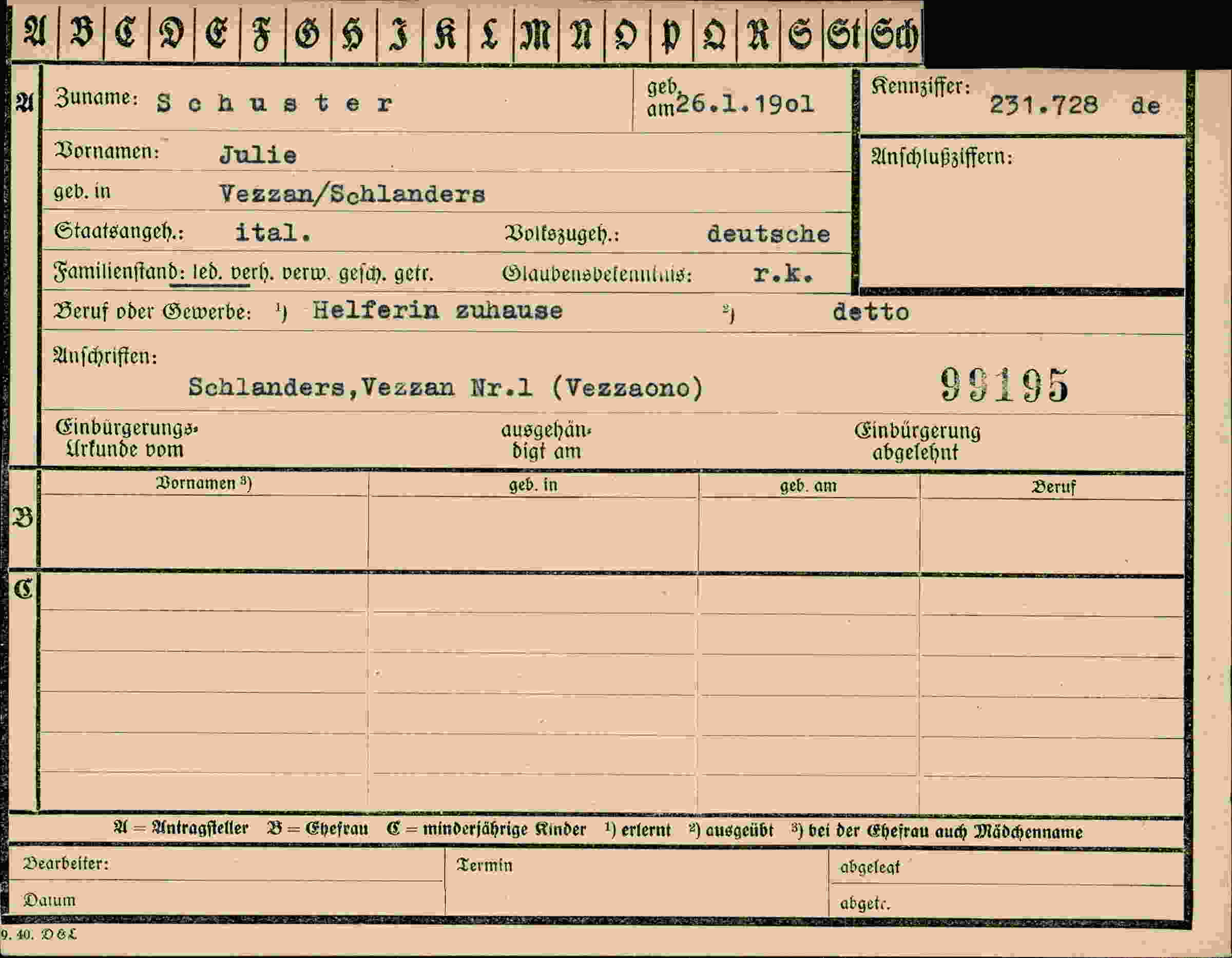 Vorderseite des Dokuments
