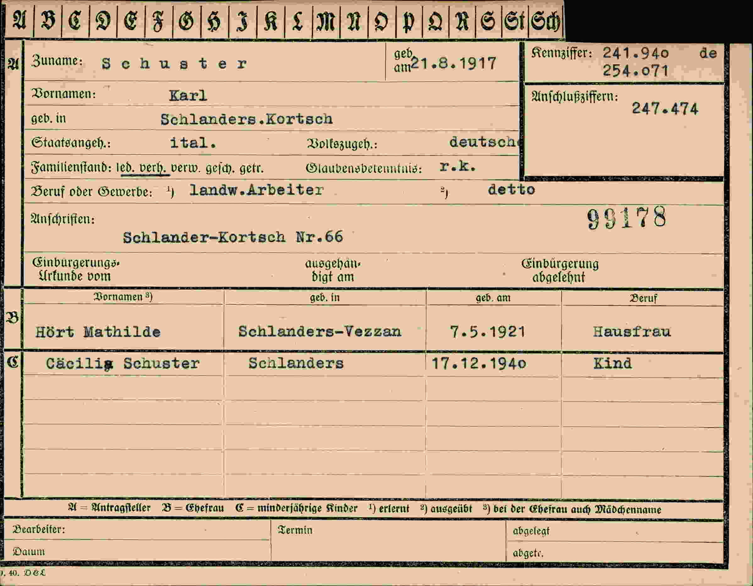 Vorderseite des Dokuments