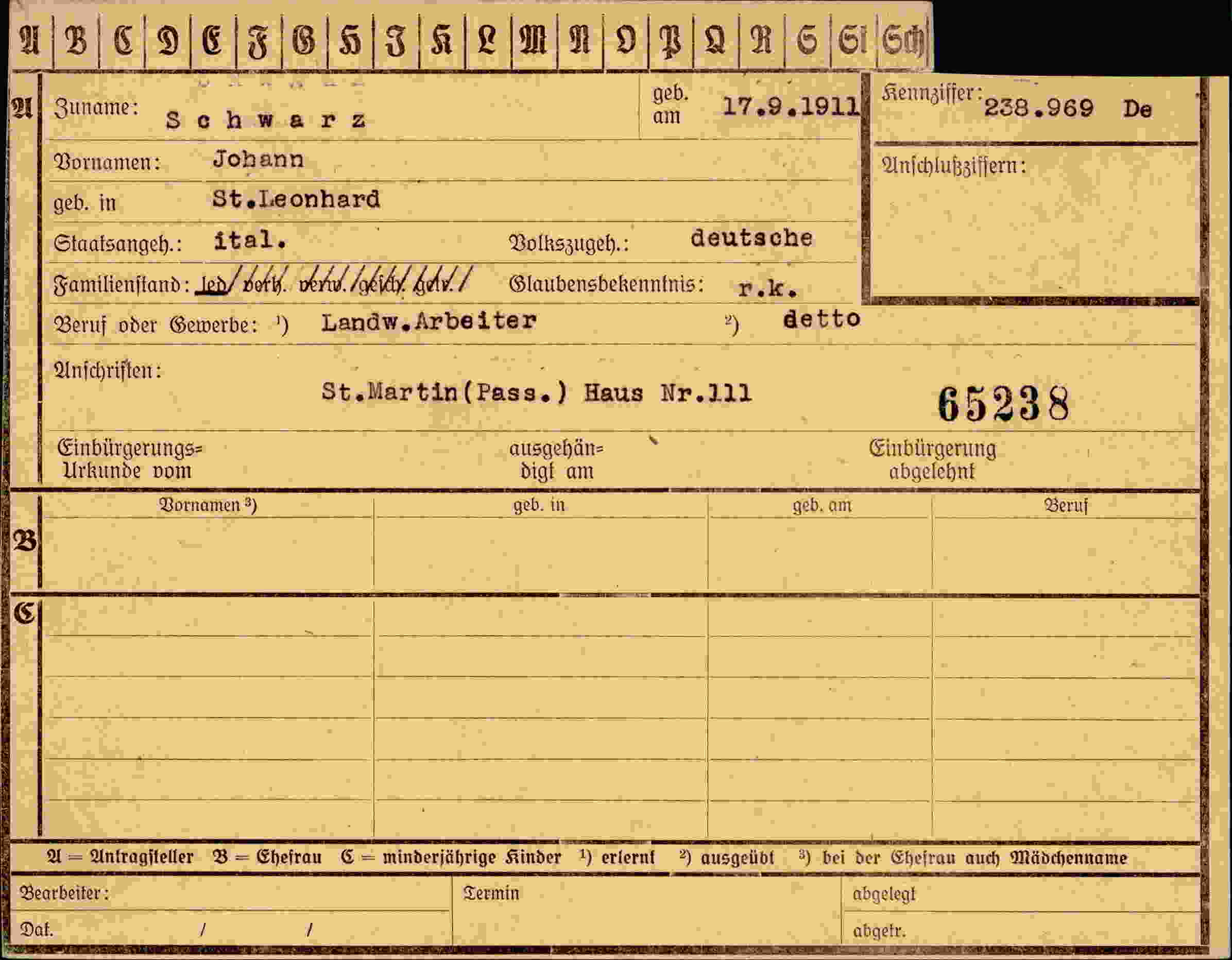 Vorderseite des Dokuments