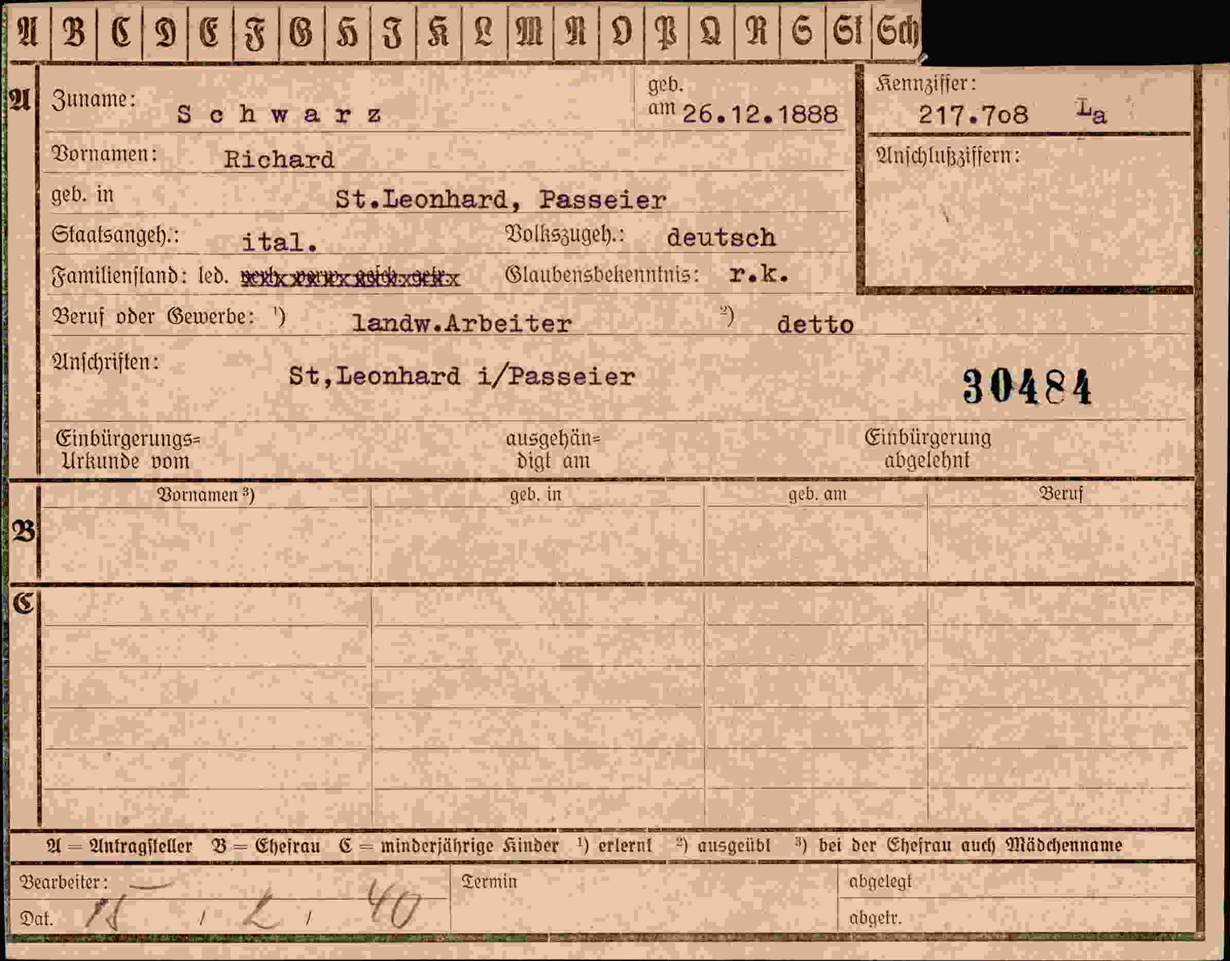 Vorderseite des Dokuments