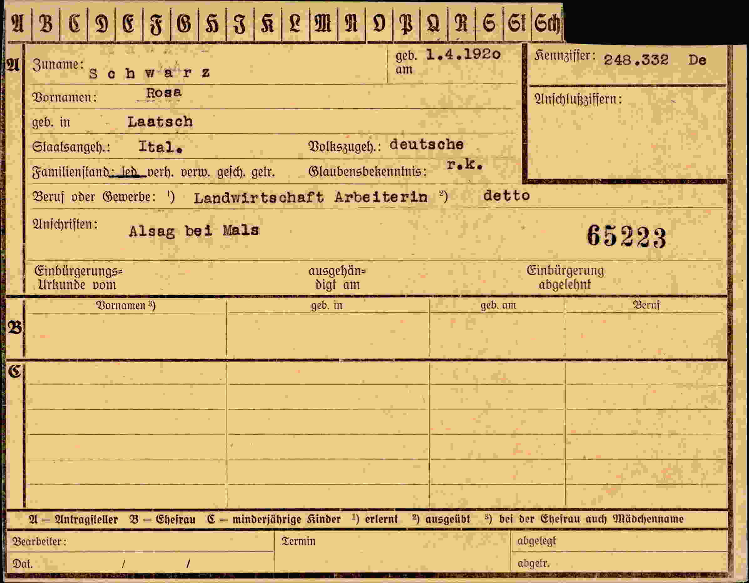 Vorderseite des Dokuments