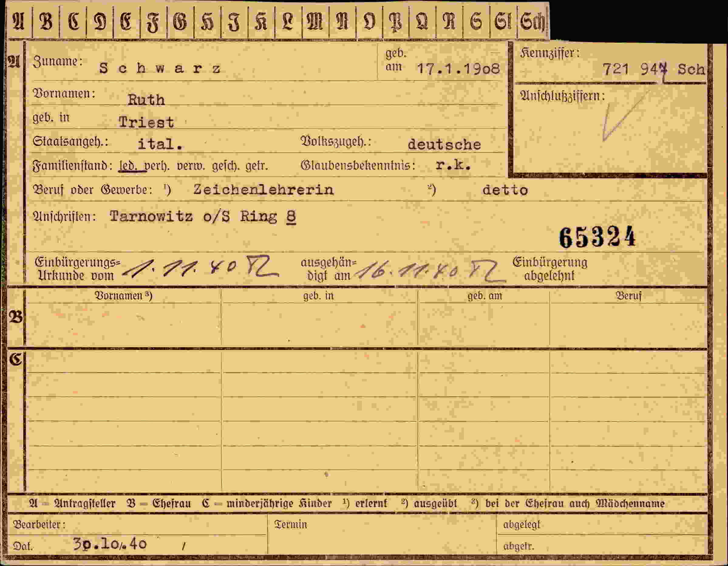 Dokument für Ruth Schwarz