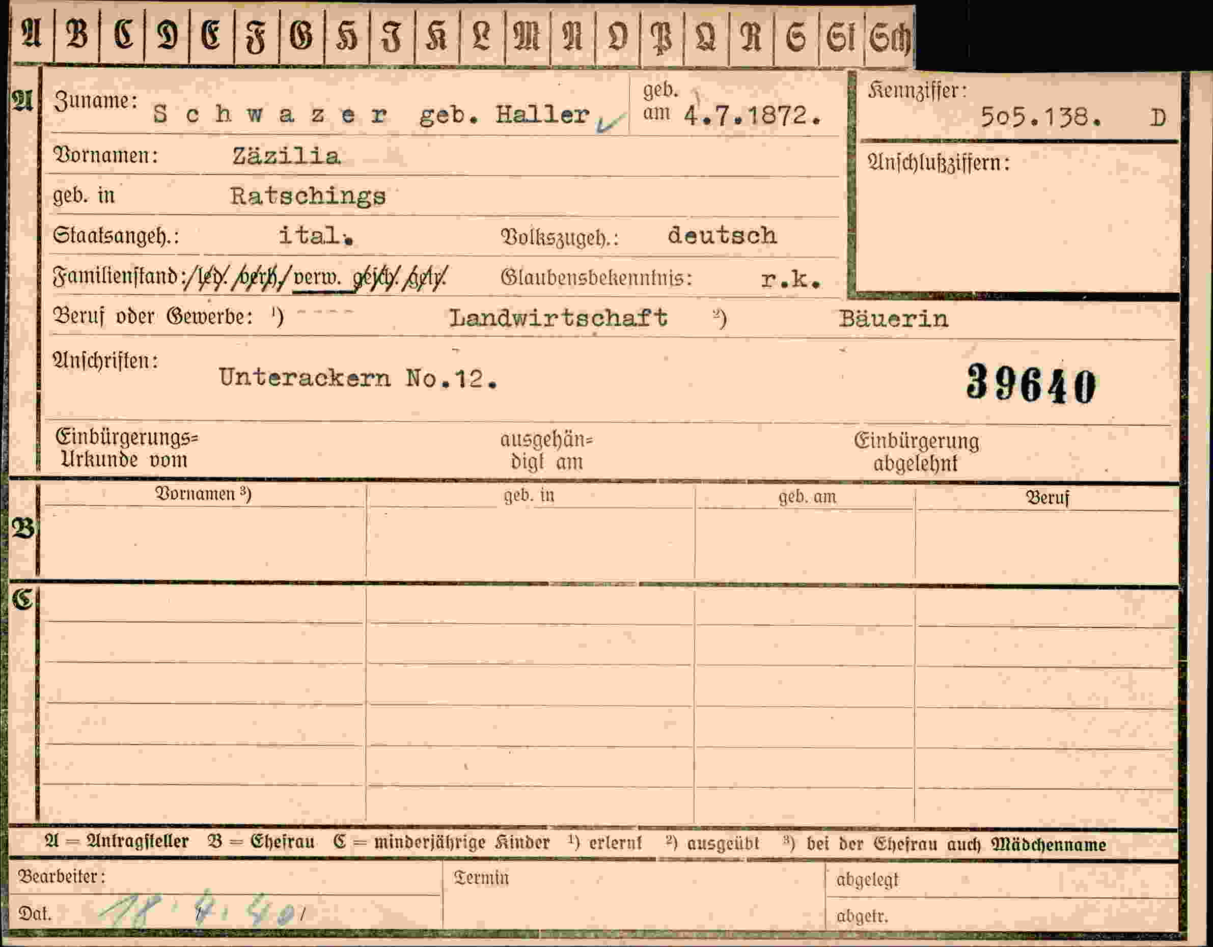 Dokument für Zäzilia Schwazer