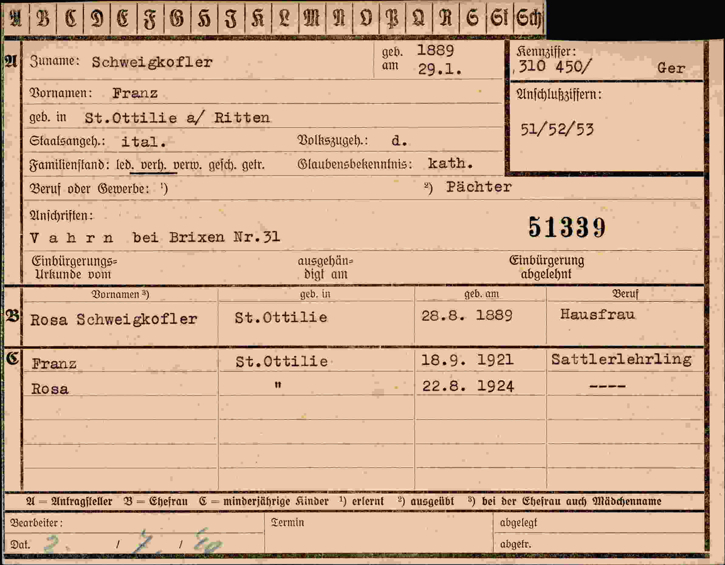 Vorderseite des Dokuments