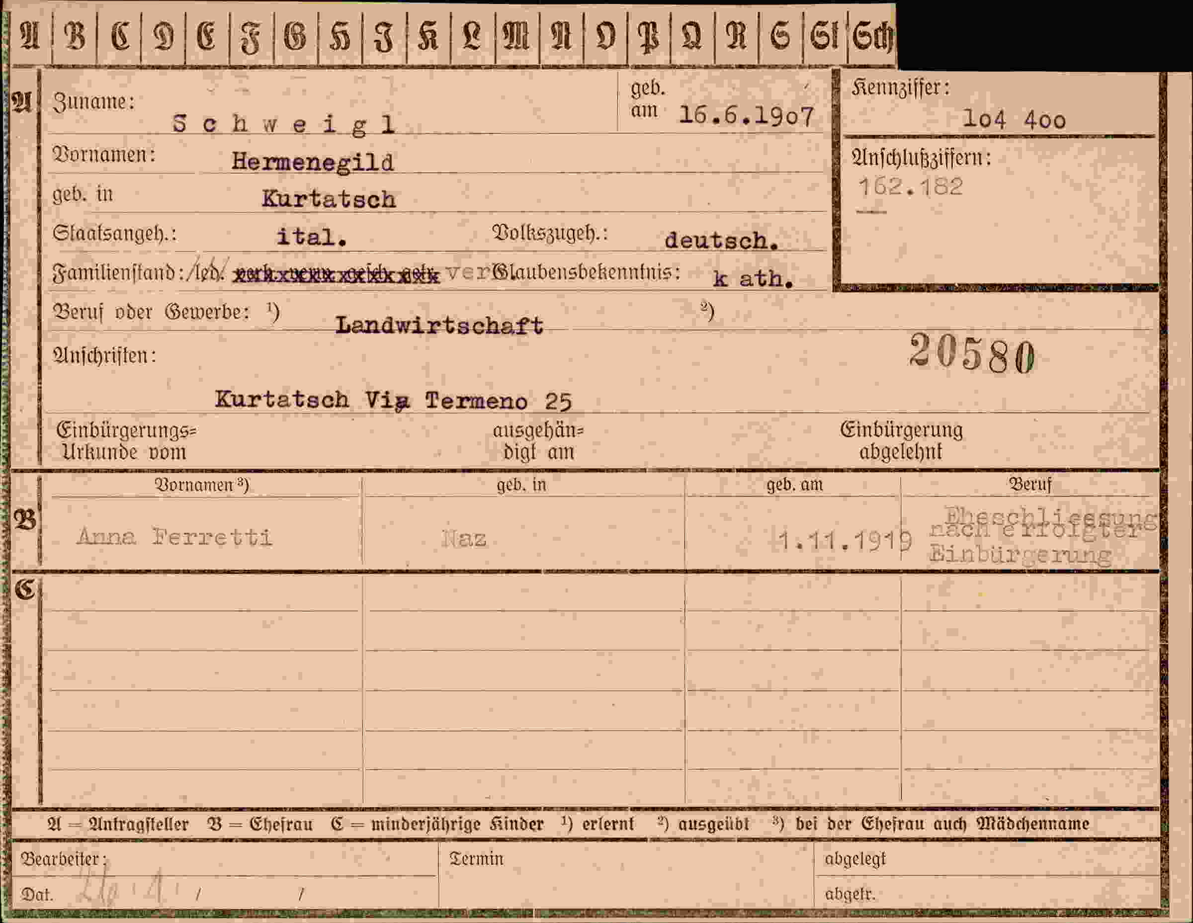 Vorderseite des Dokuments