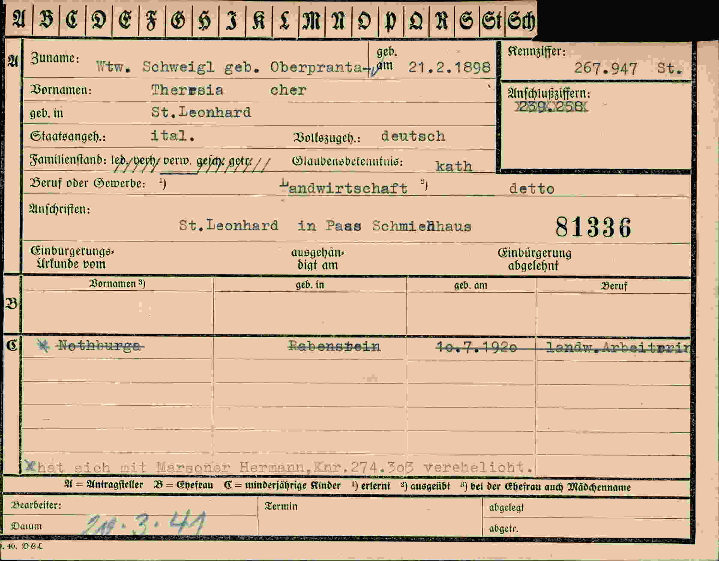 Vorderseite des Dokuments