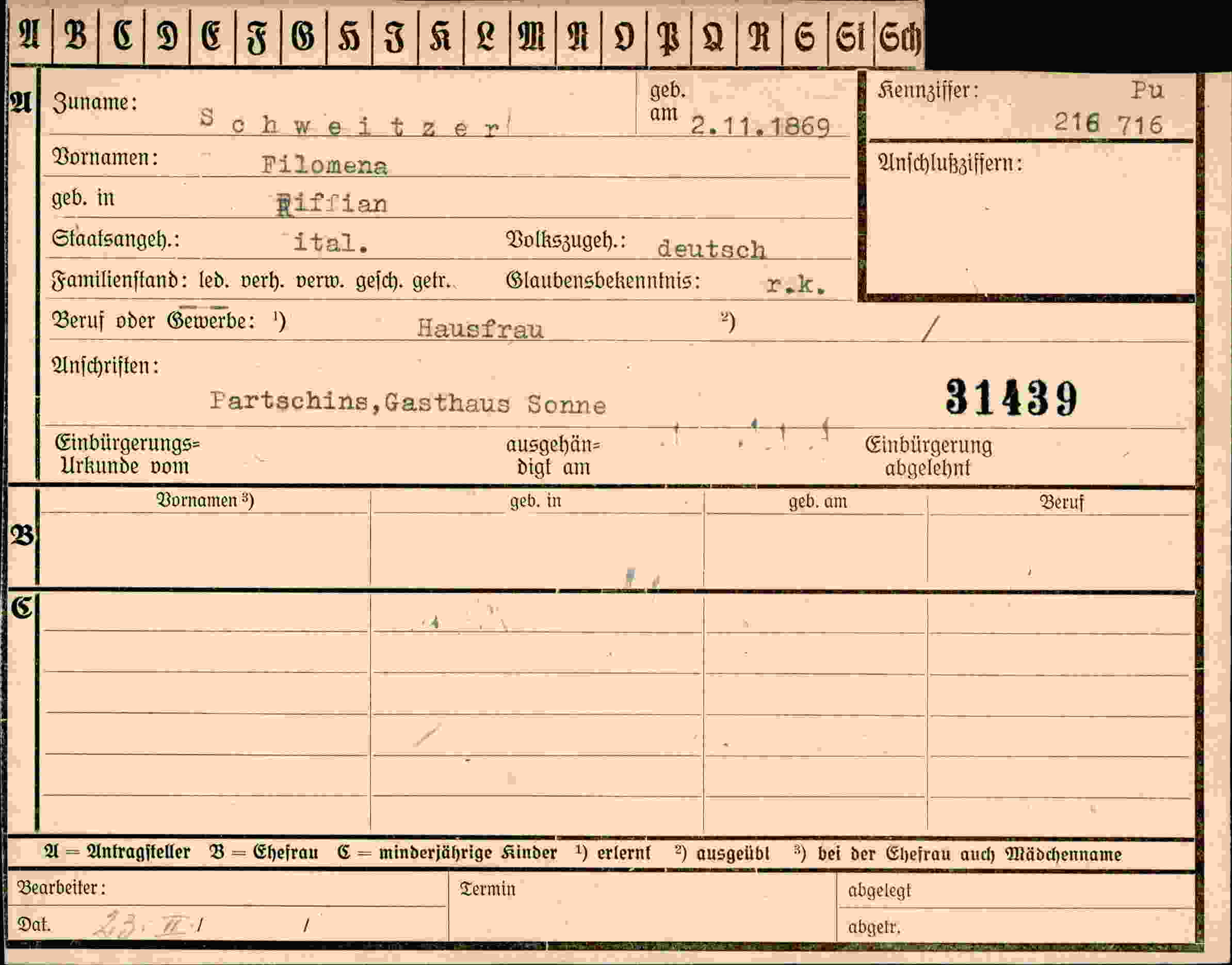 Vorderseite des Dokuments