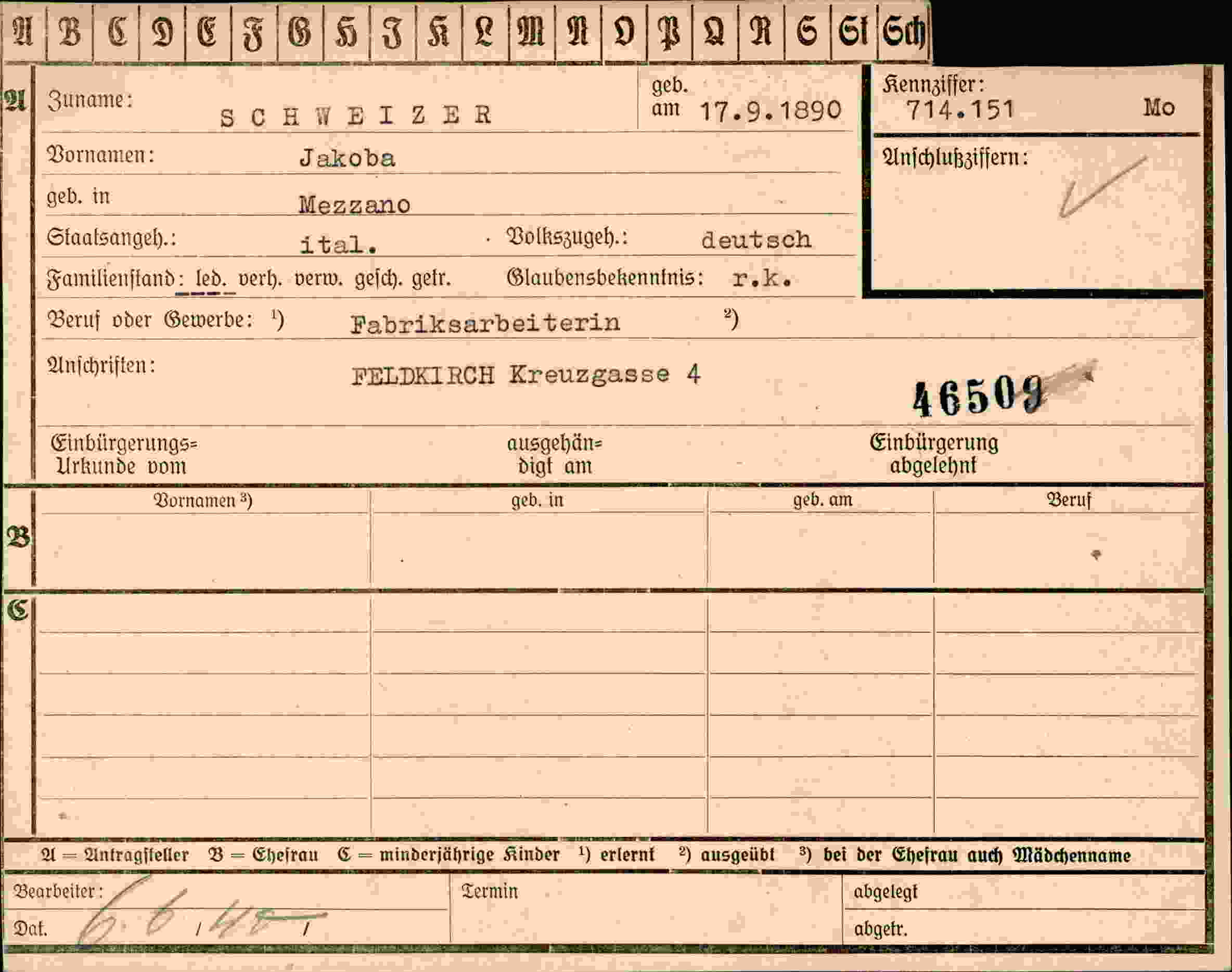 Vorderseite des Dokuments