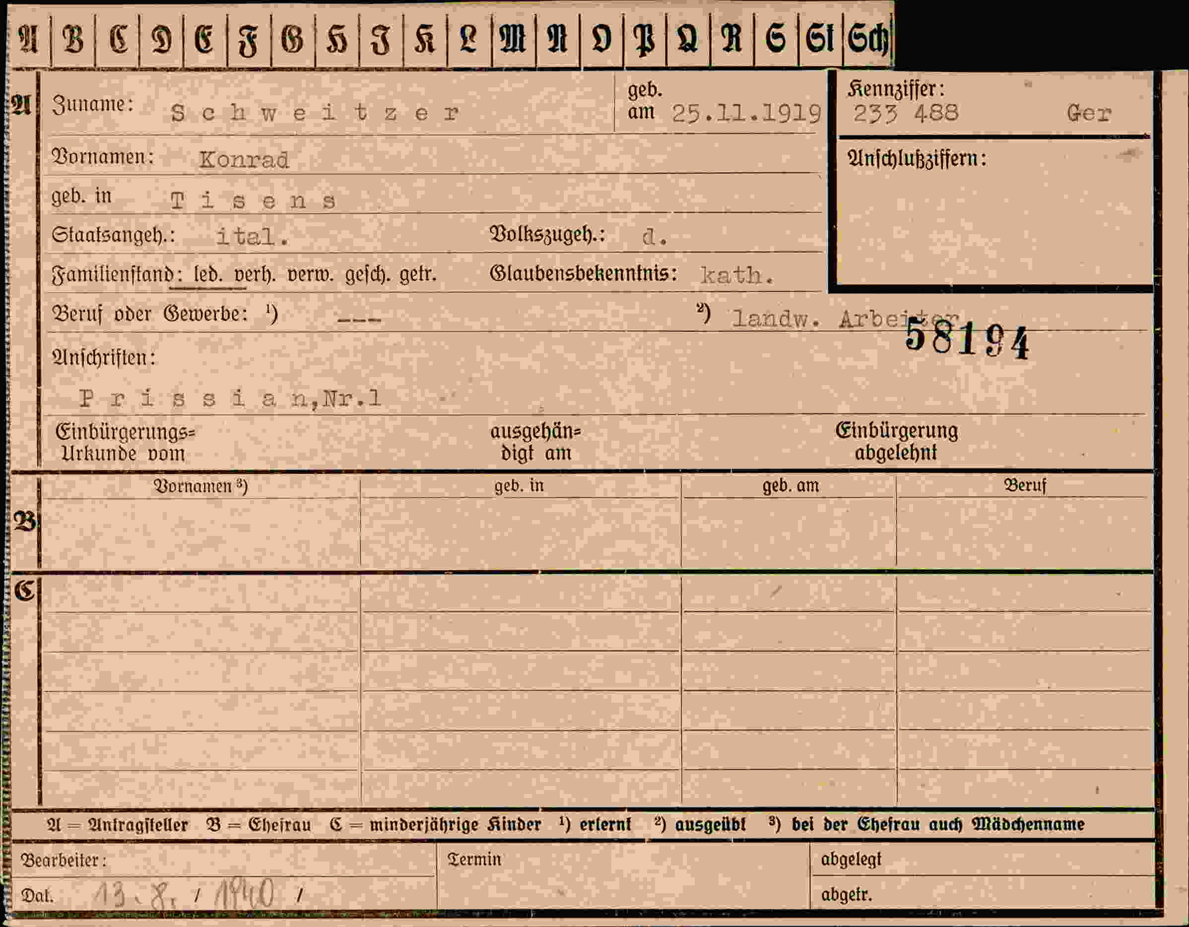 Dokument für Konrad Schweitzer