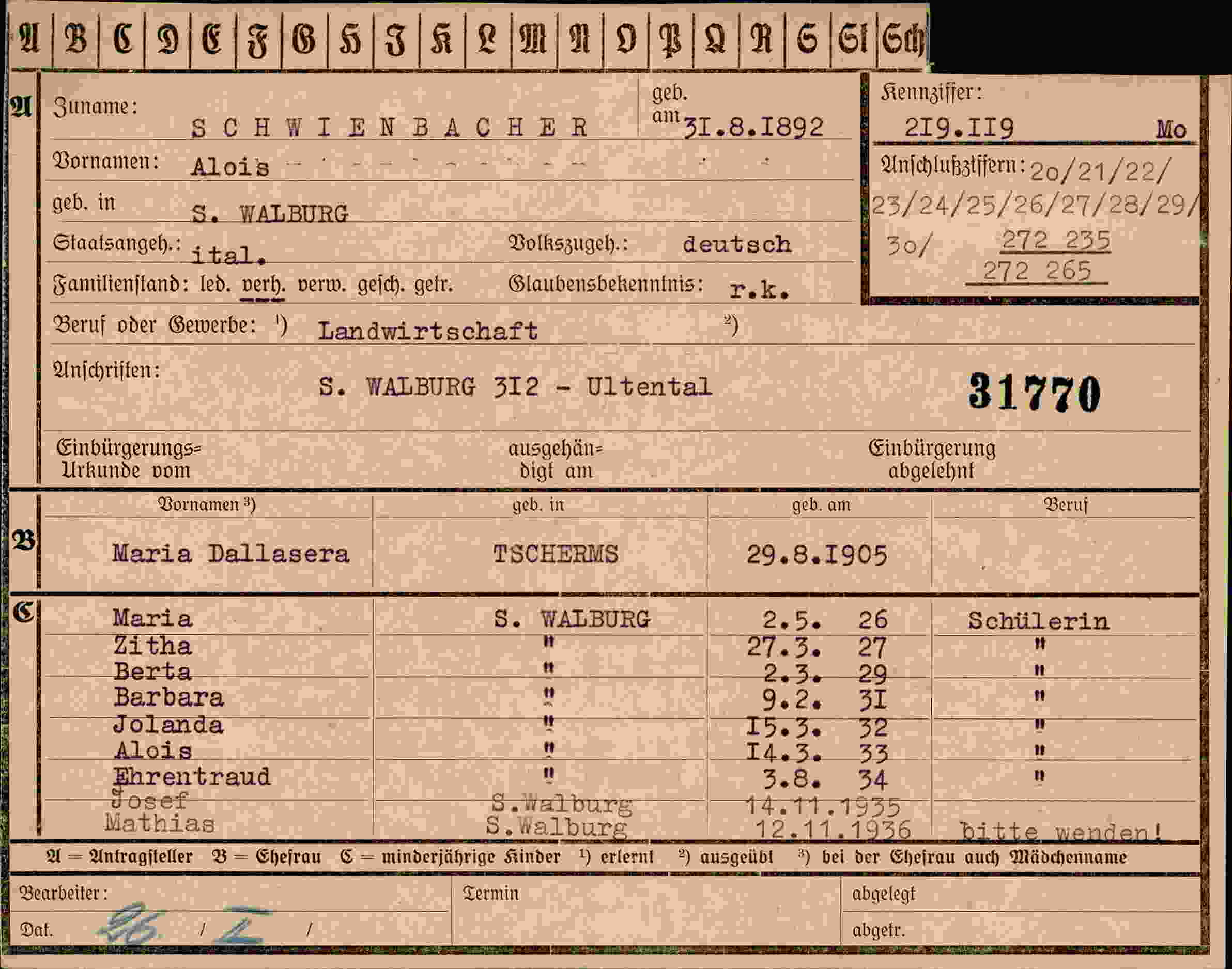 Dokument für Alois Bacher