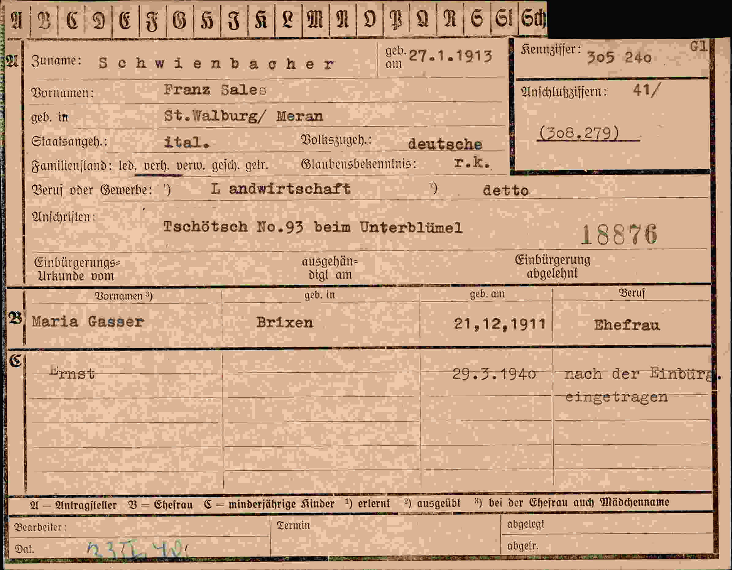 Vorderseite des Dokuments