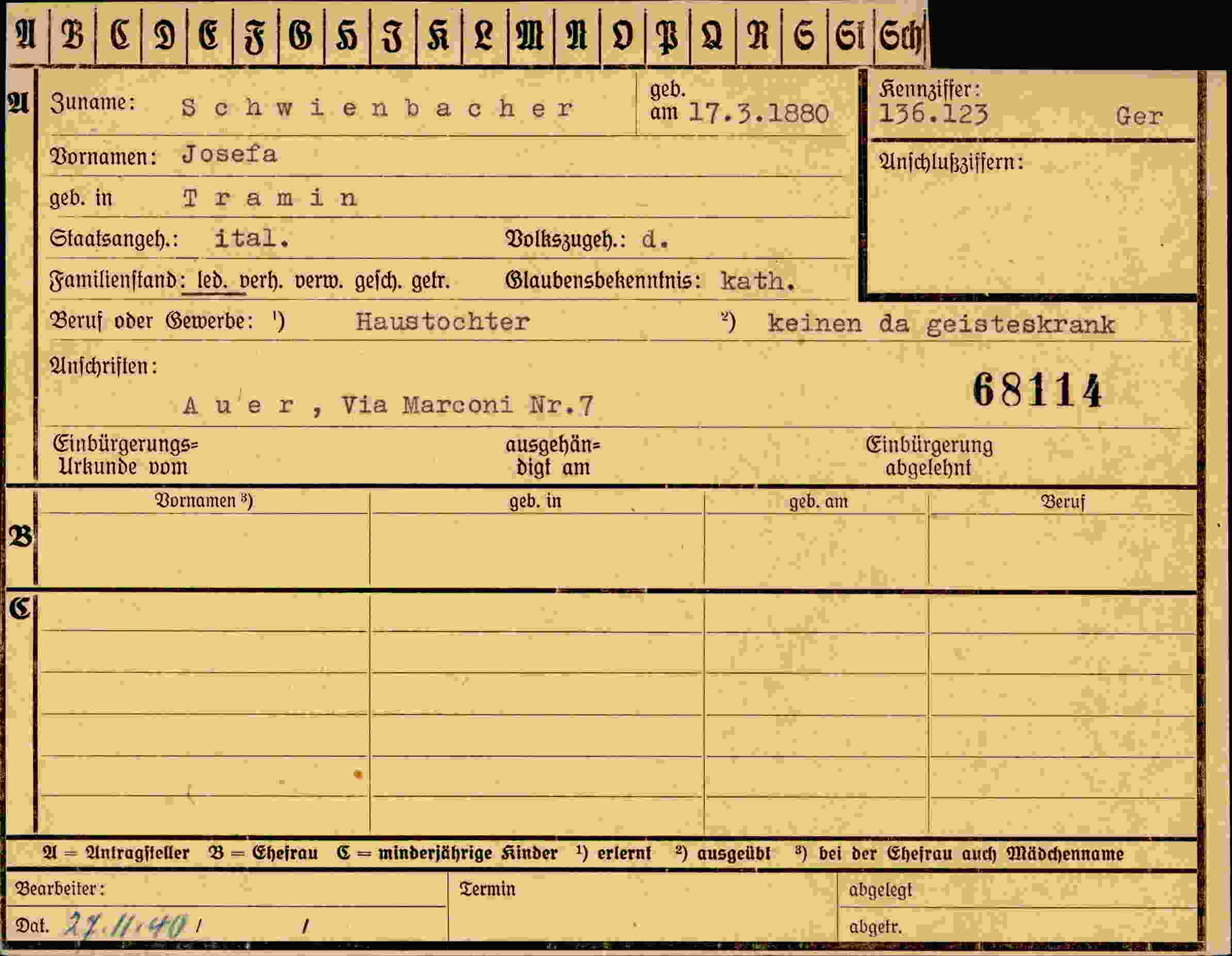 Vorderseite des Dokuments