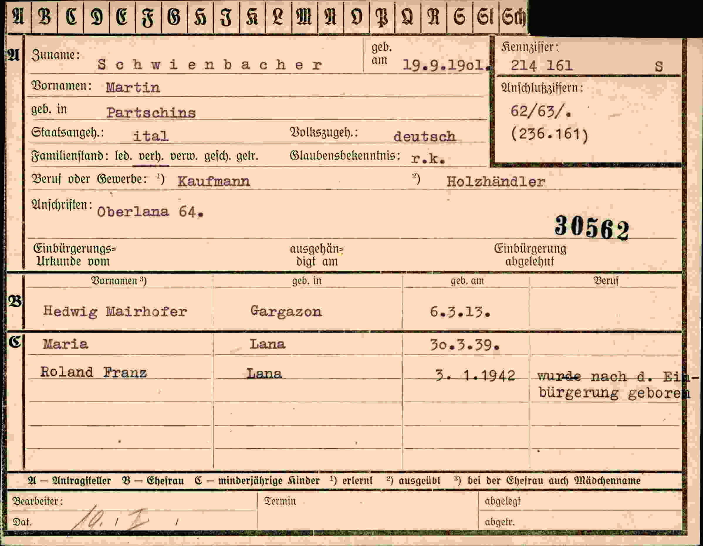 Vorderseite des Dokuments