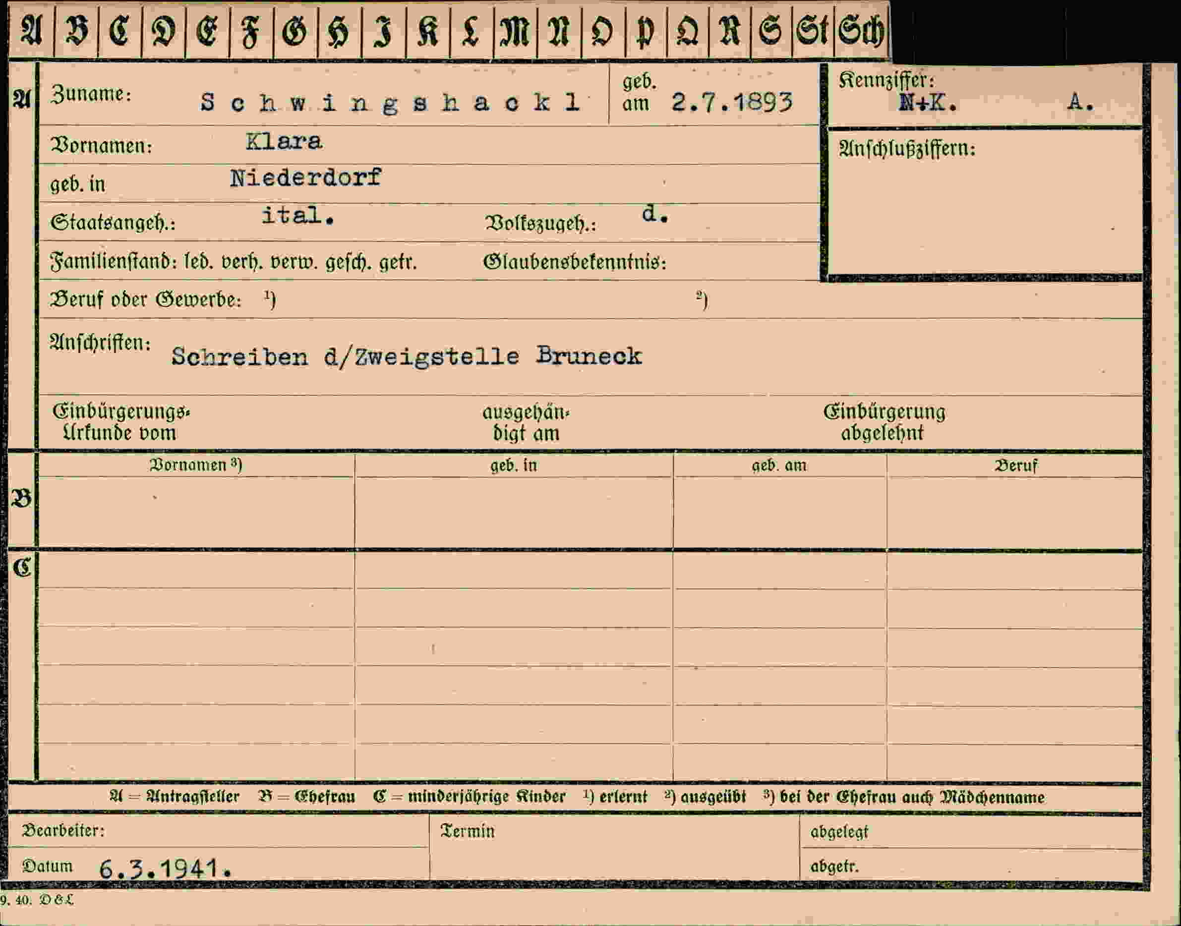 Vorderseite des Dokuments