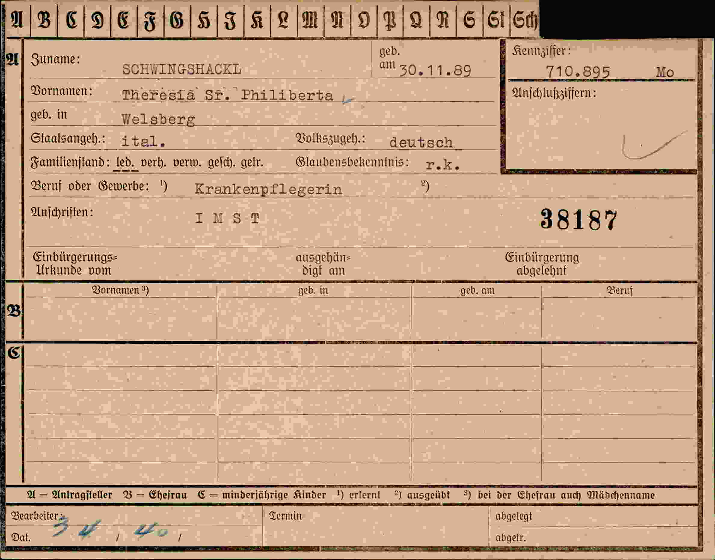 Vorderseite des Dokuments