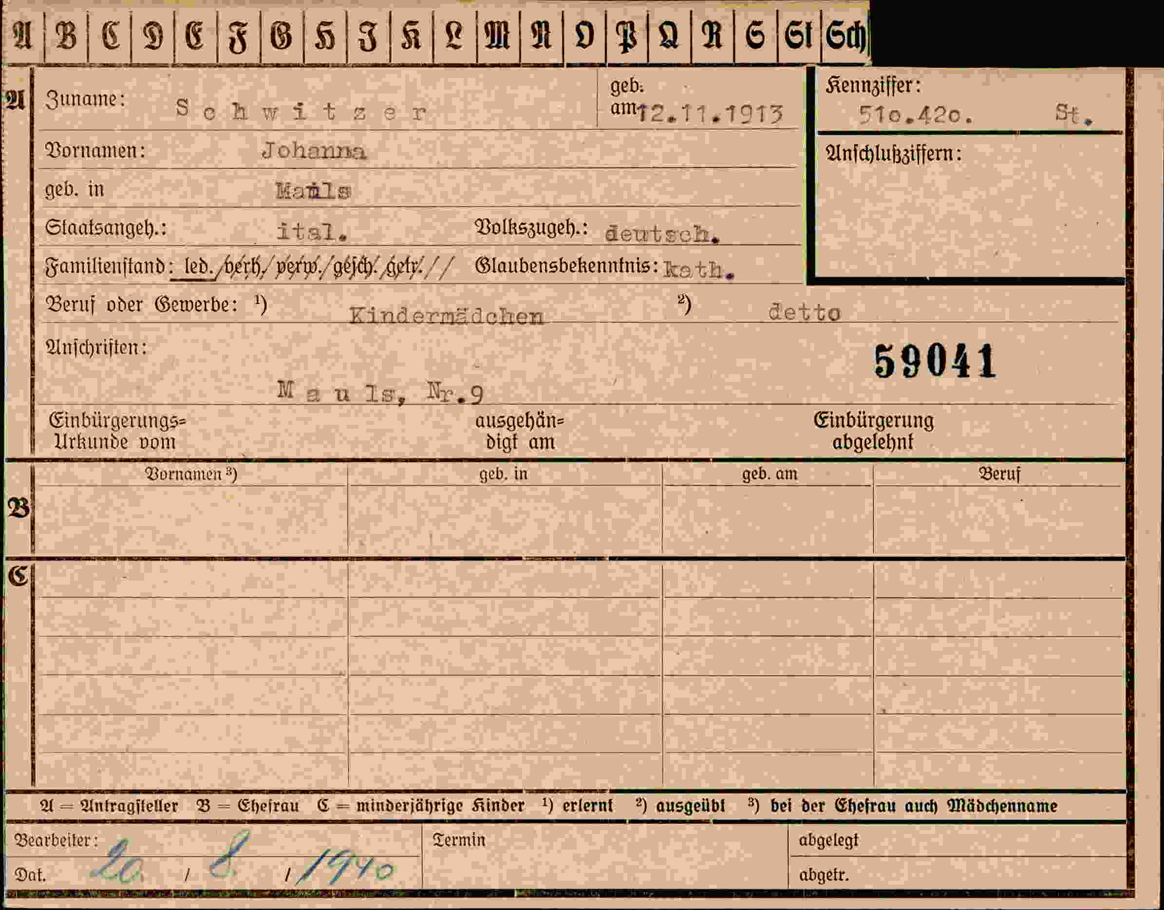 Vorderseite des Dokuments