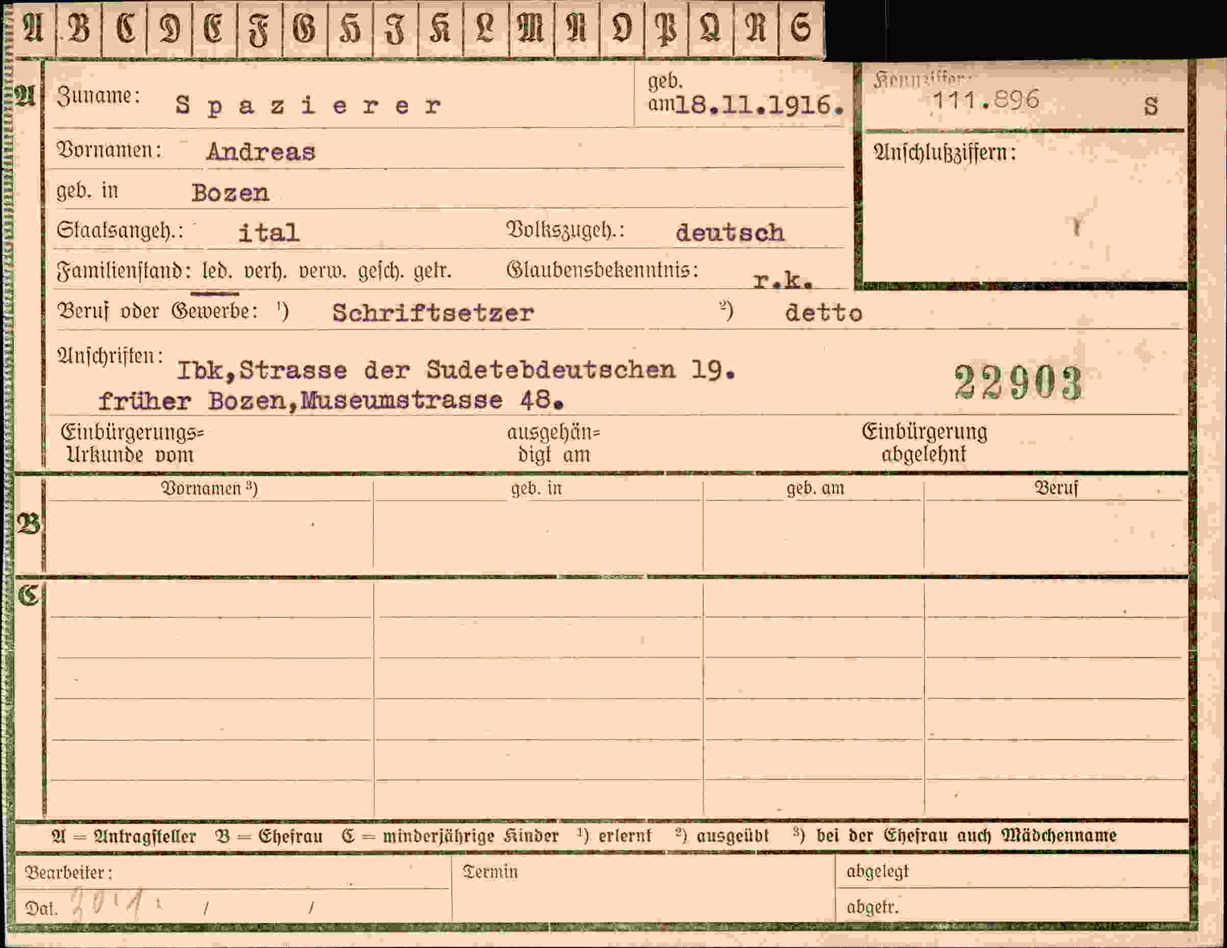 Vorderseite des Dokuments