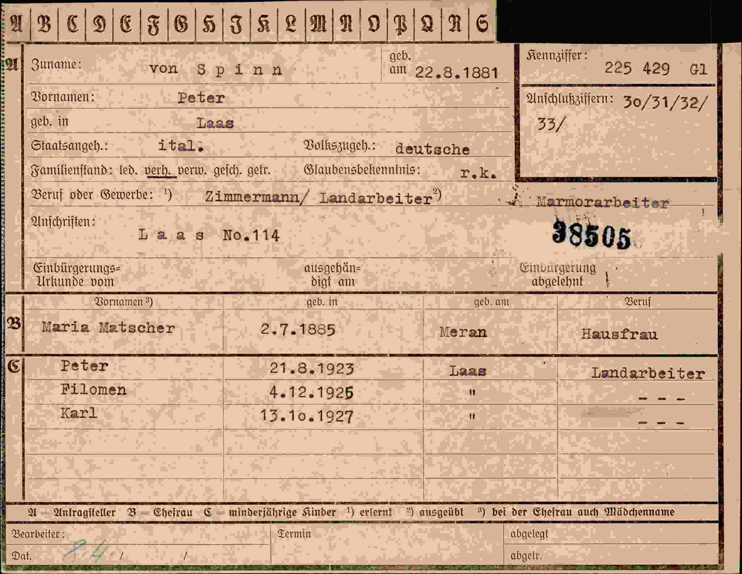 Dokument für Peter von Spinn