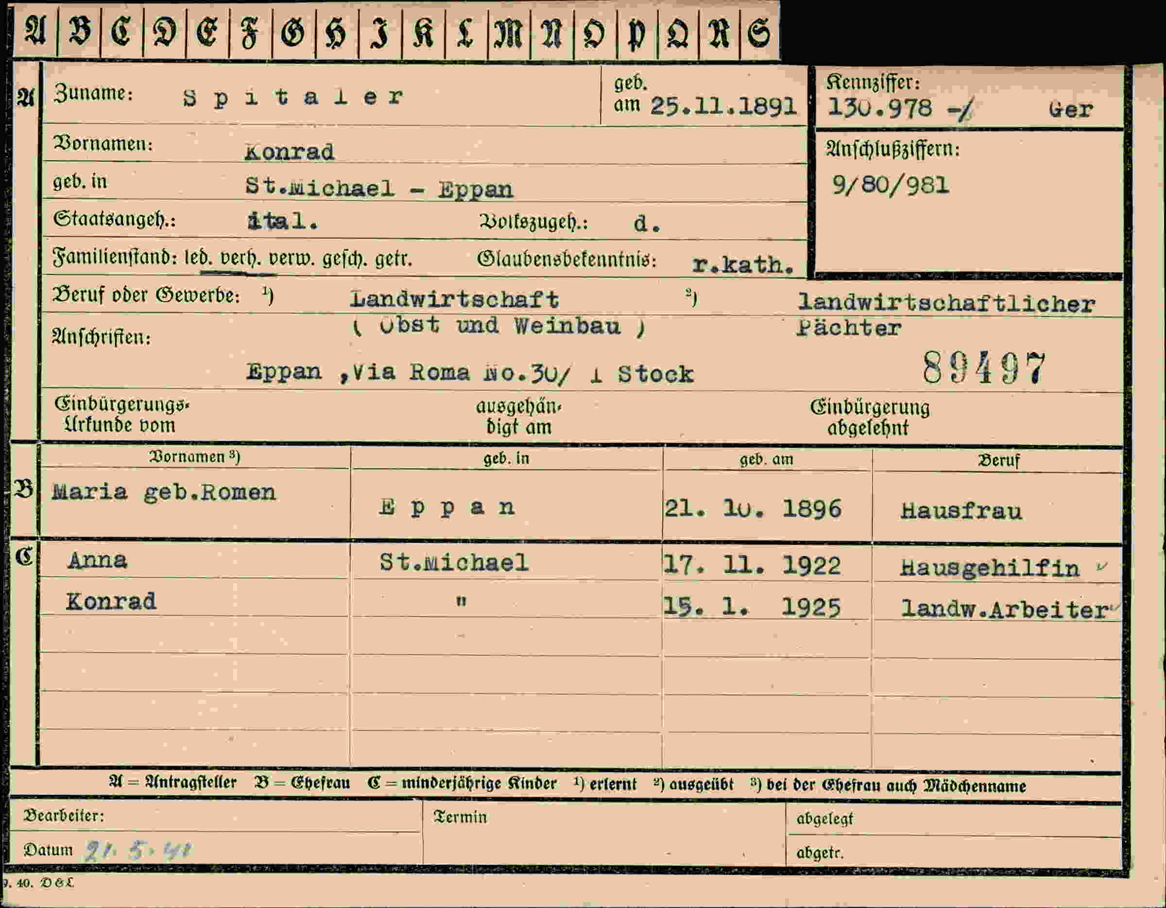 Dokument für Konrad Spitaler