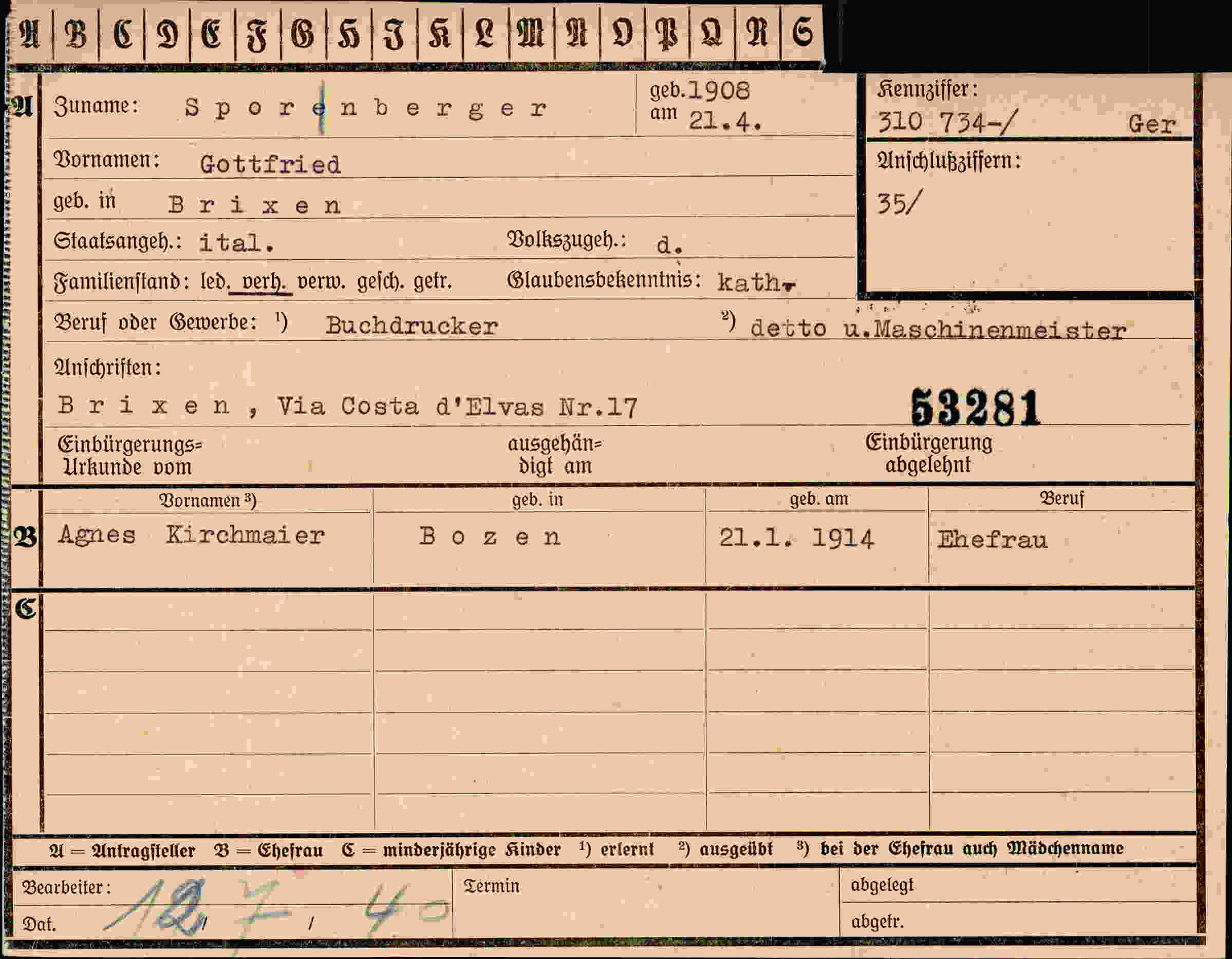Vorderseite des Dokuments