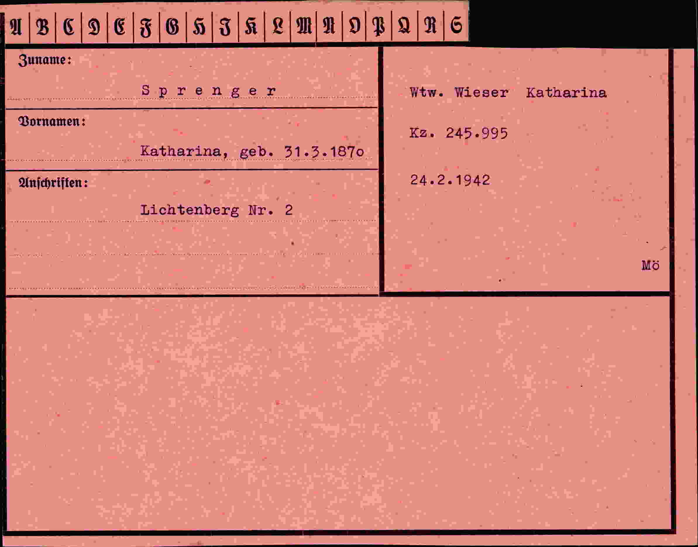 Vorderseite des Dokuments