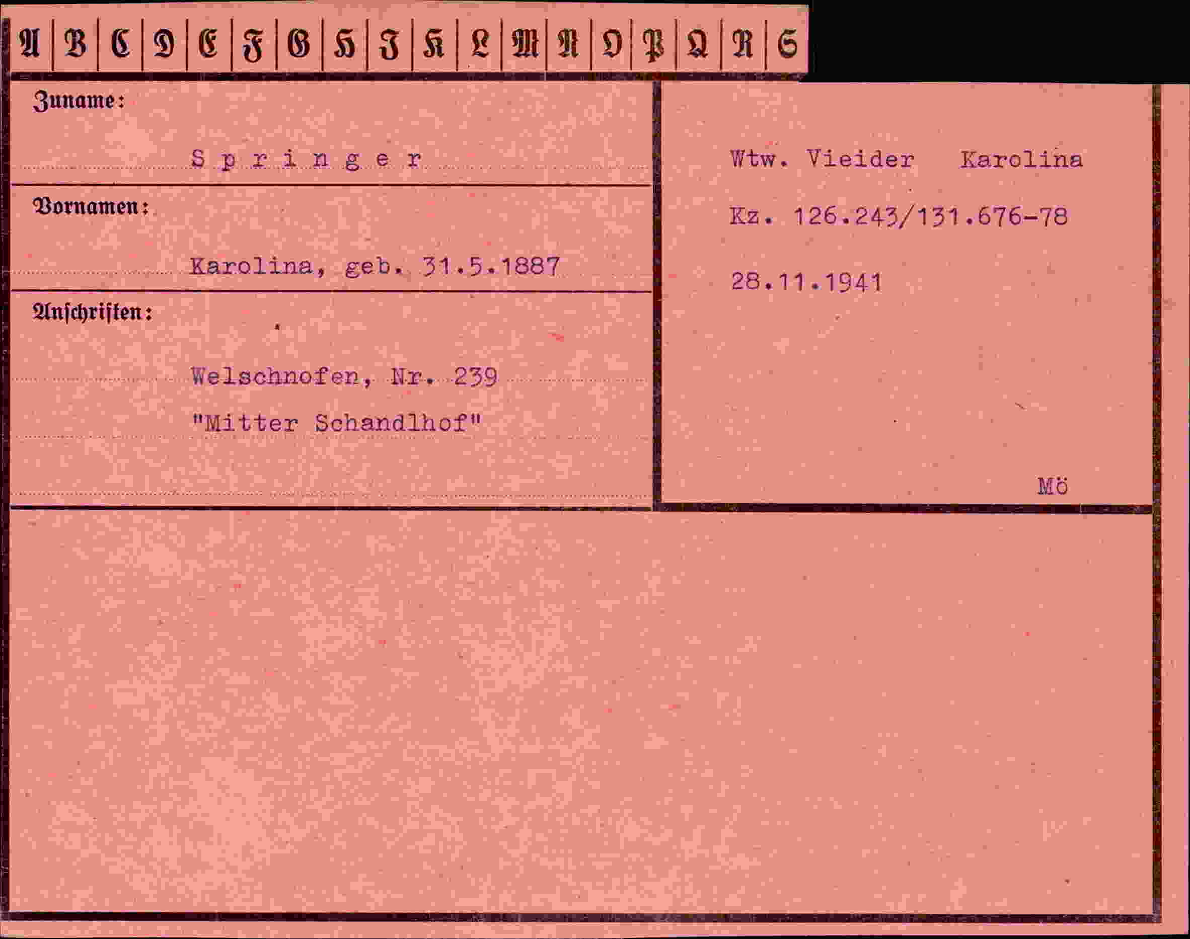 Vorderseite des Dokuments