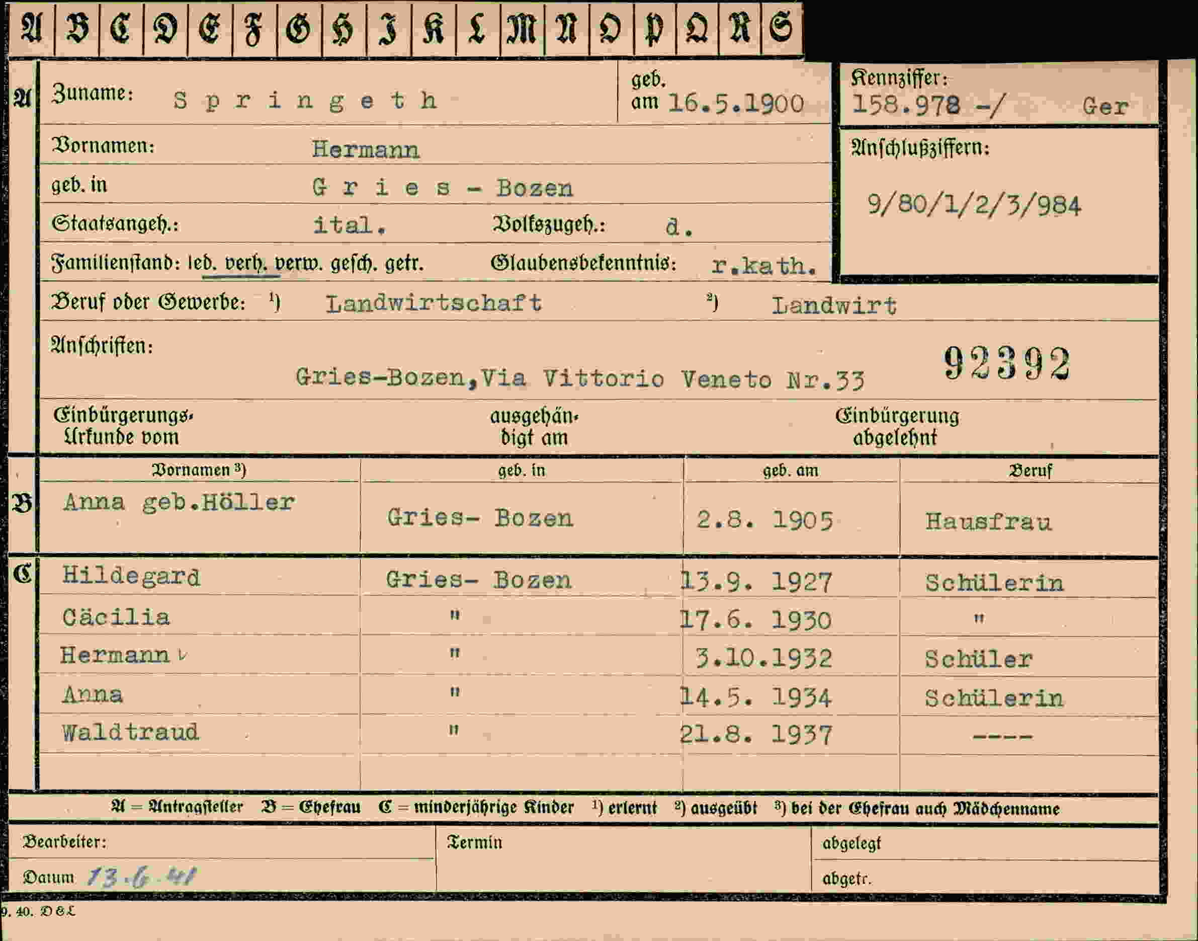 Vorderseite des Dokuments