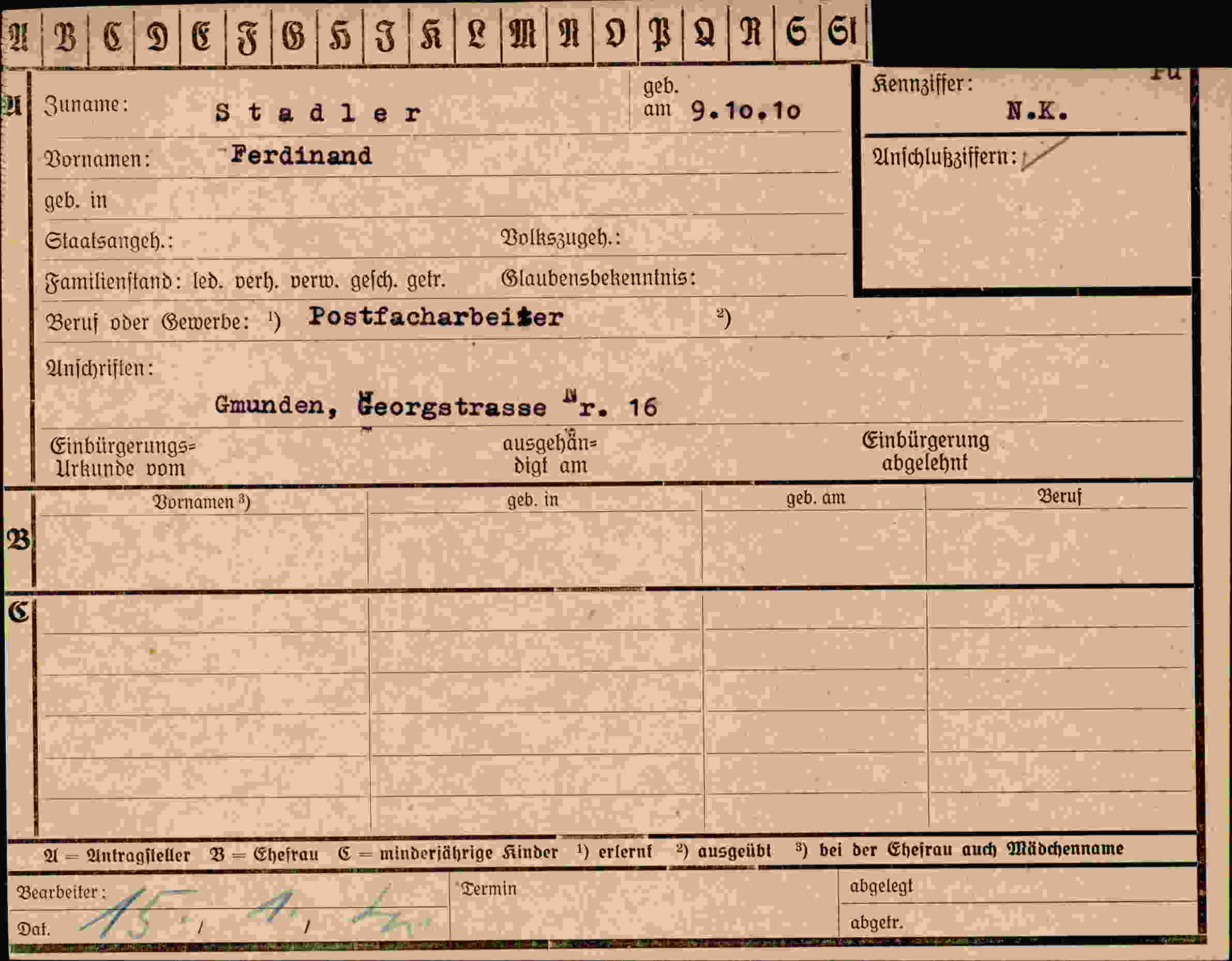 Vorderseite des Dokuments