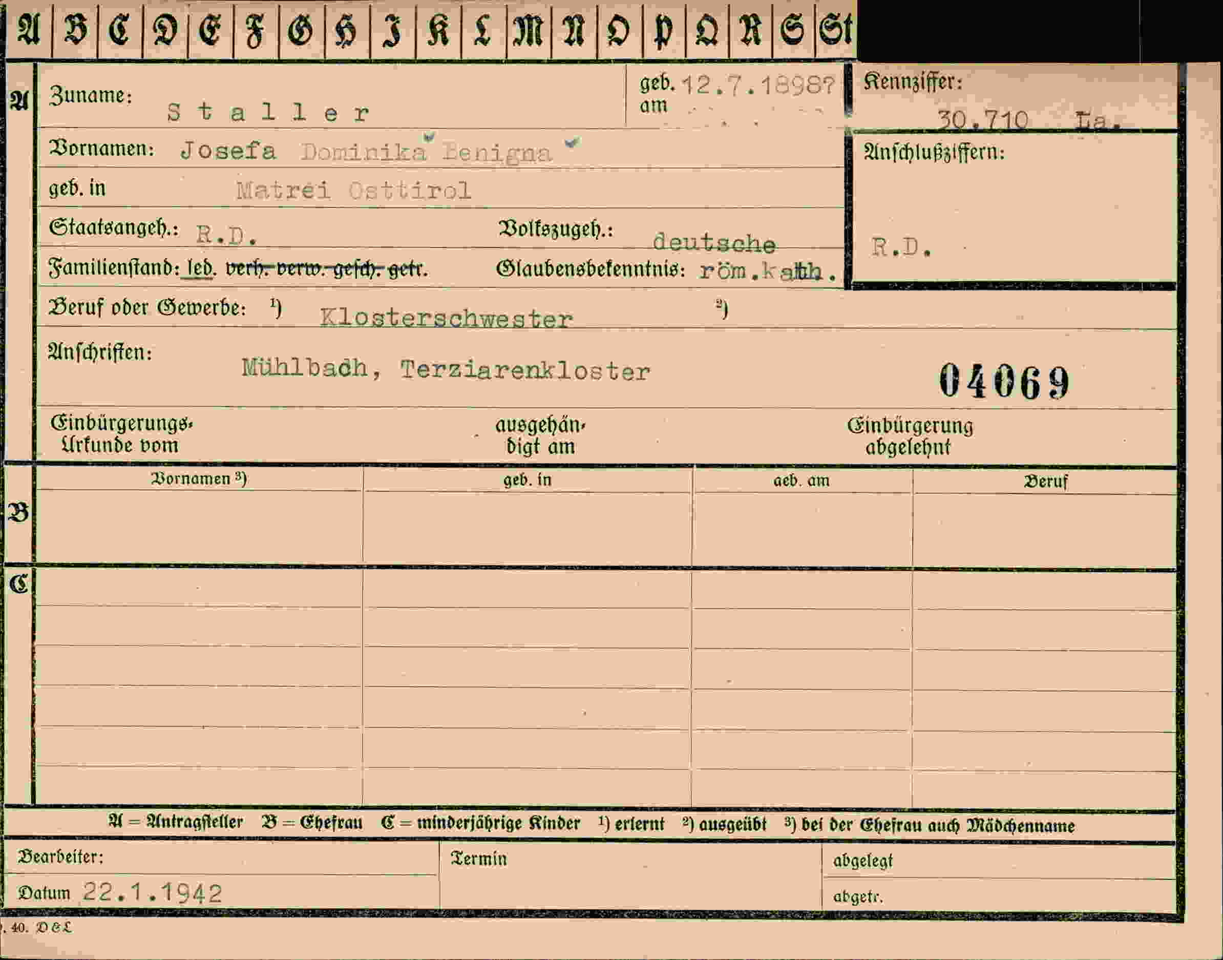 Vorderseite des Dokuments
